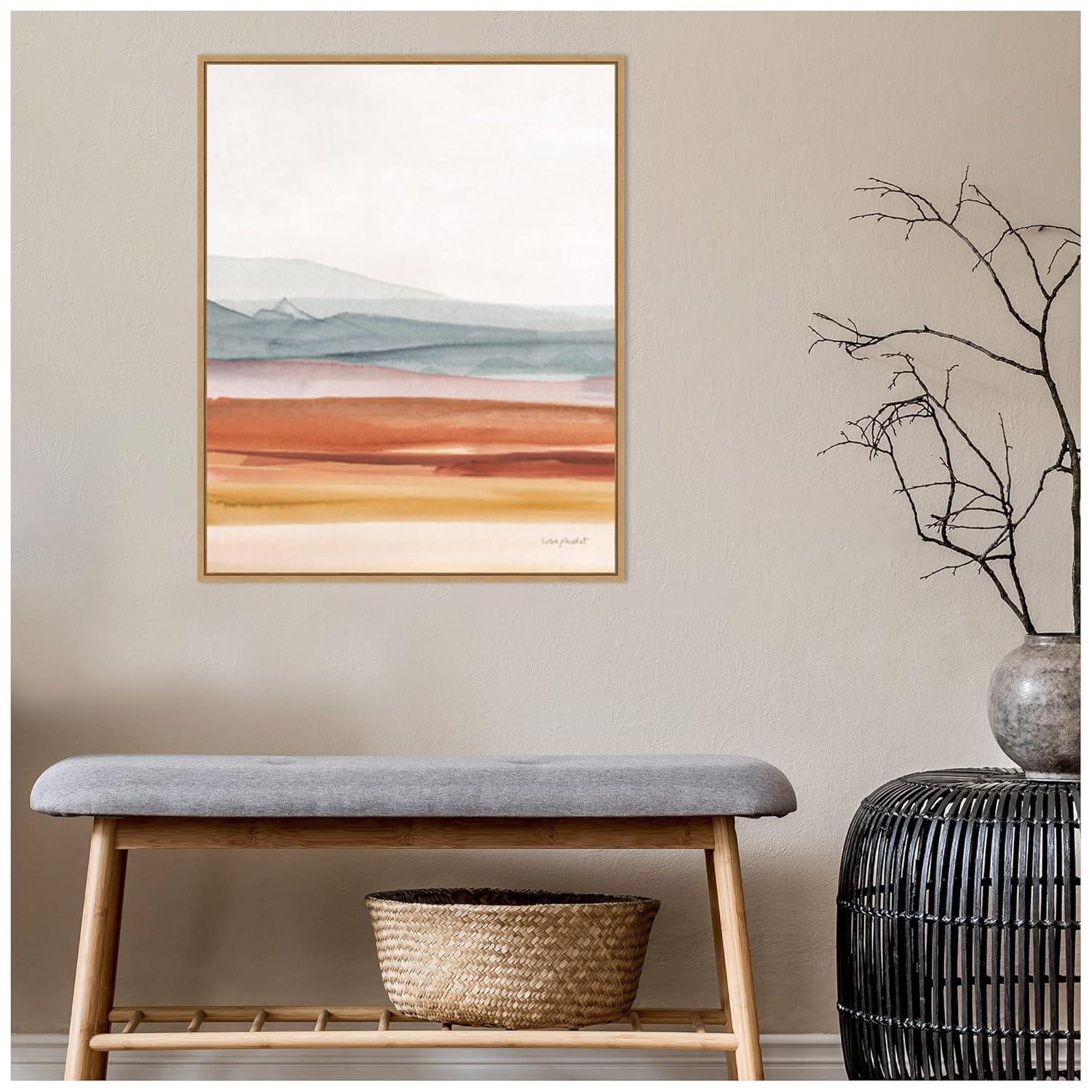 22" x 28" Sierra Hills 03 by Lisa Audit Framed Canvas Wall Art Light Brown - Amanti Art: Modern Lithograph, Sawtooth Back Mounted