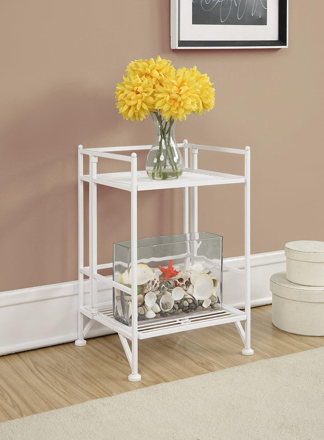 Convenience Concepts XTRA-Storage 2 Tier Folding Metal Shelf Bookcase, White