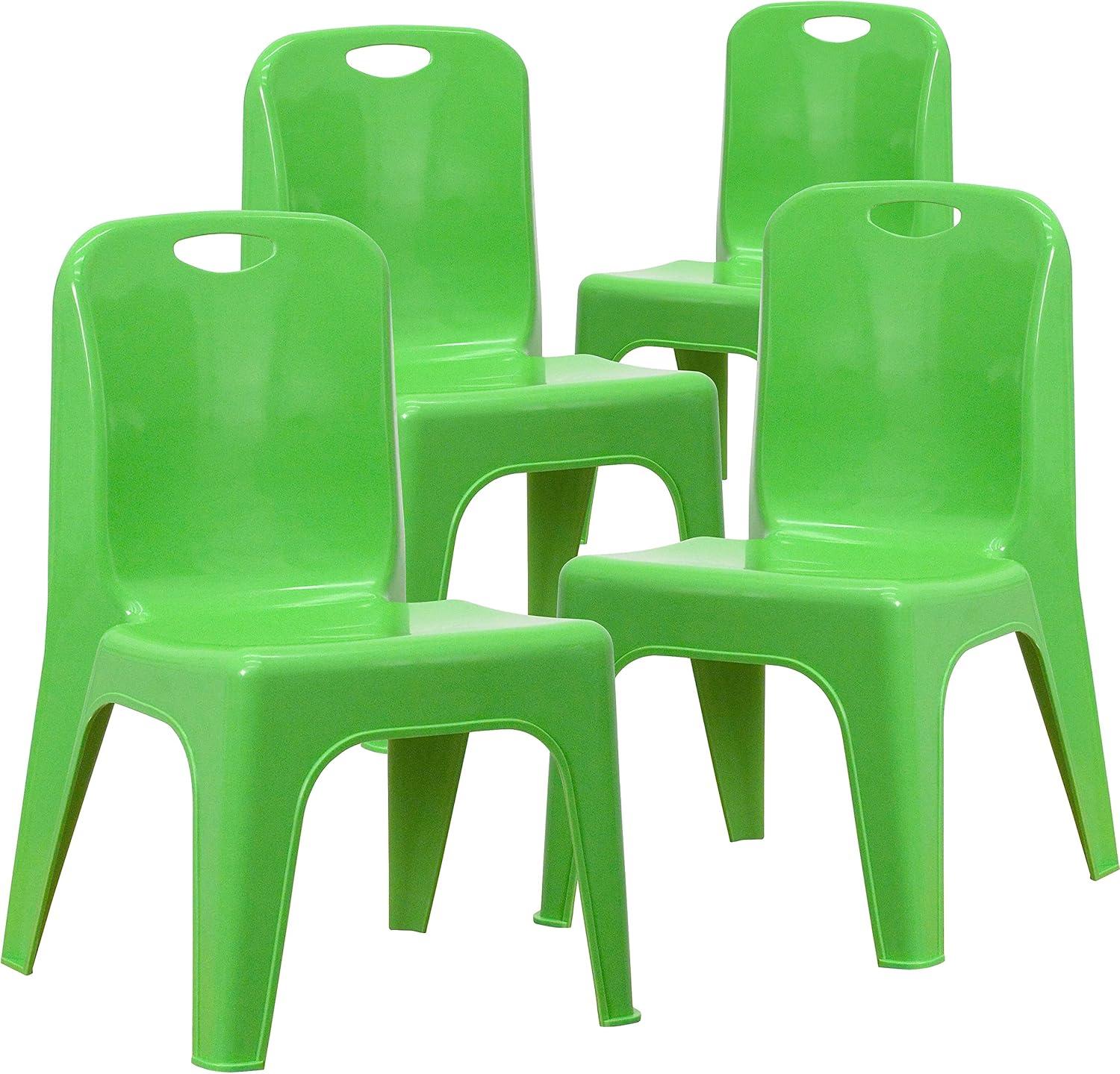 Flash Furniture 4 Pack Plastic Stackable School Chair with Carrying Handle and 11'' Seat Height