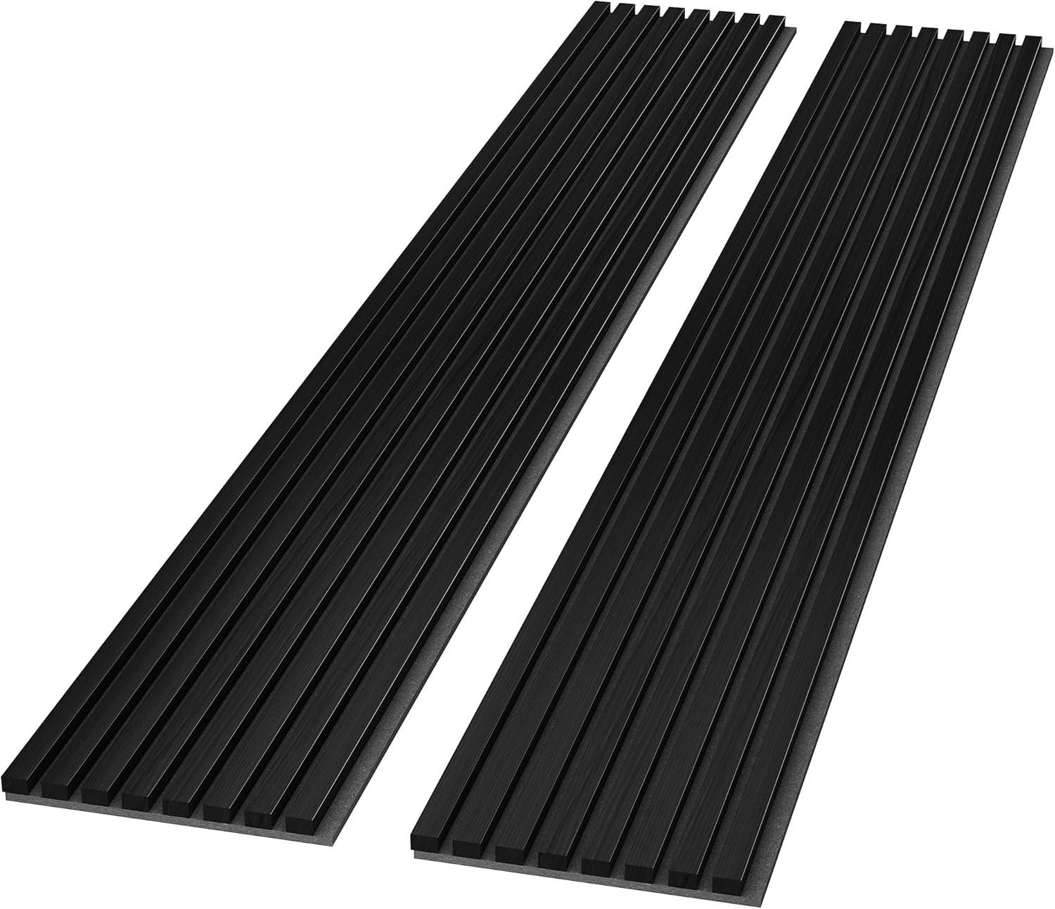 94.49 x 12.6 in. Black Solid Wood Acoustic Slat Wall Panels, 2-Pack