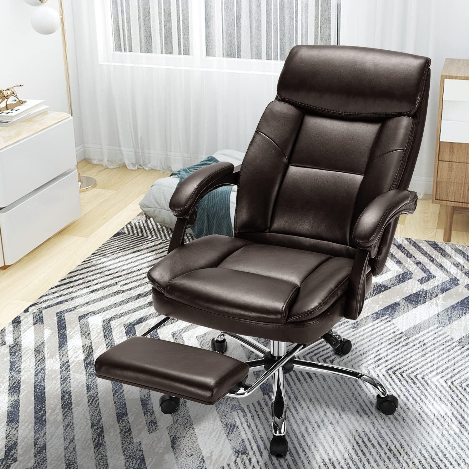 Brown Leather Ergonomic High Back Executive Swivel Chair