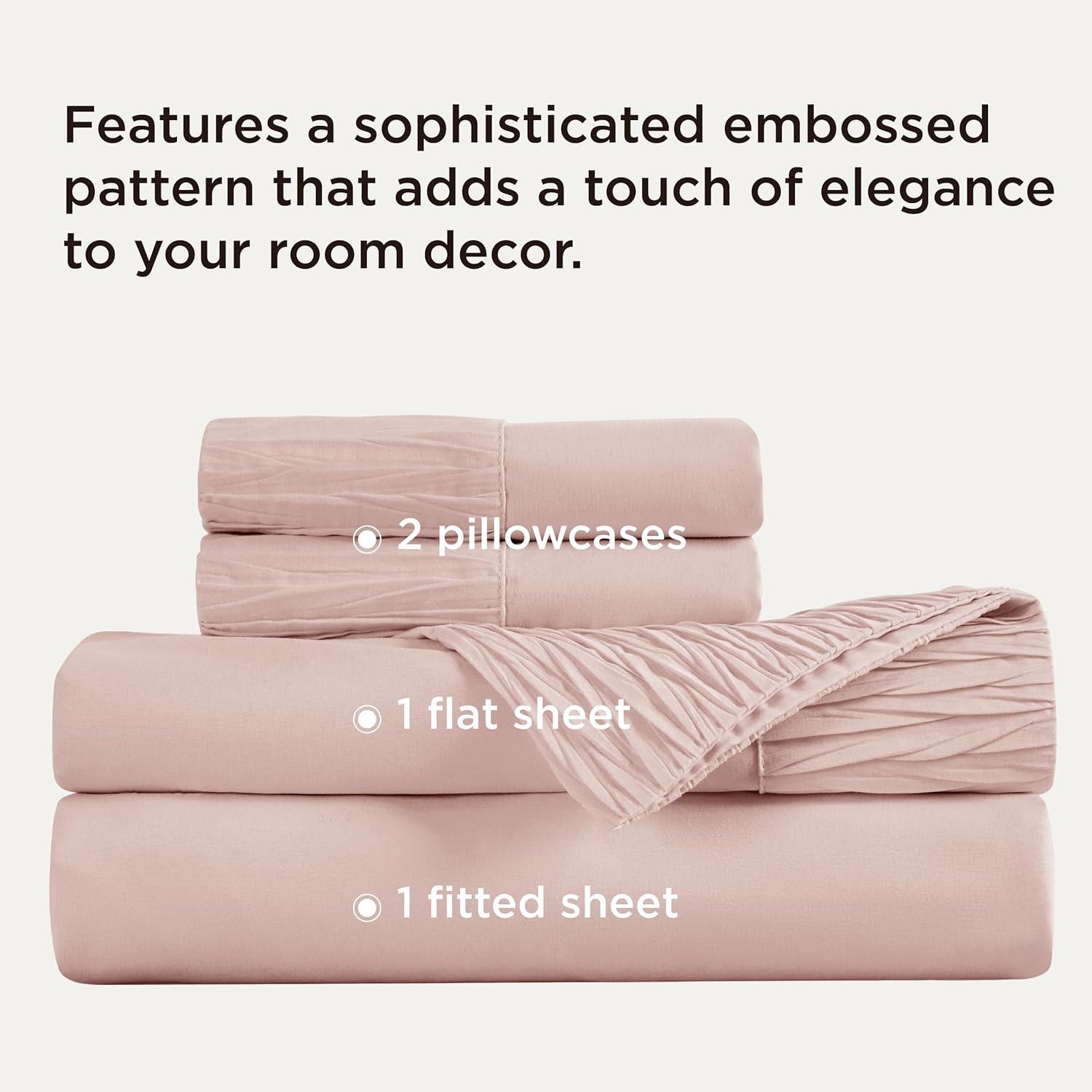 Bedsure California King Sheet Sets - 4 Pieces Soft Cal King Sheets - Breathable & Cooling - Hotel Luxury - Easy Care Polyester Microfiber Bedding for Women, Men, Dusty Pink