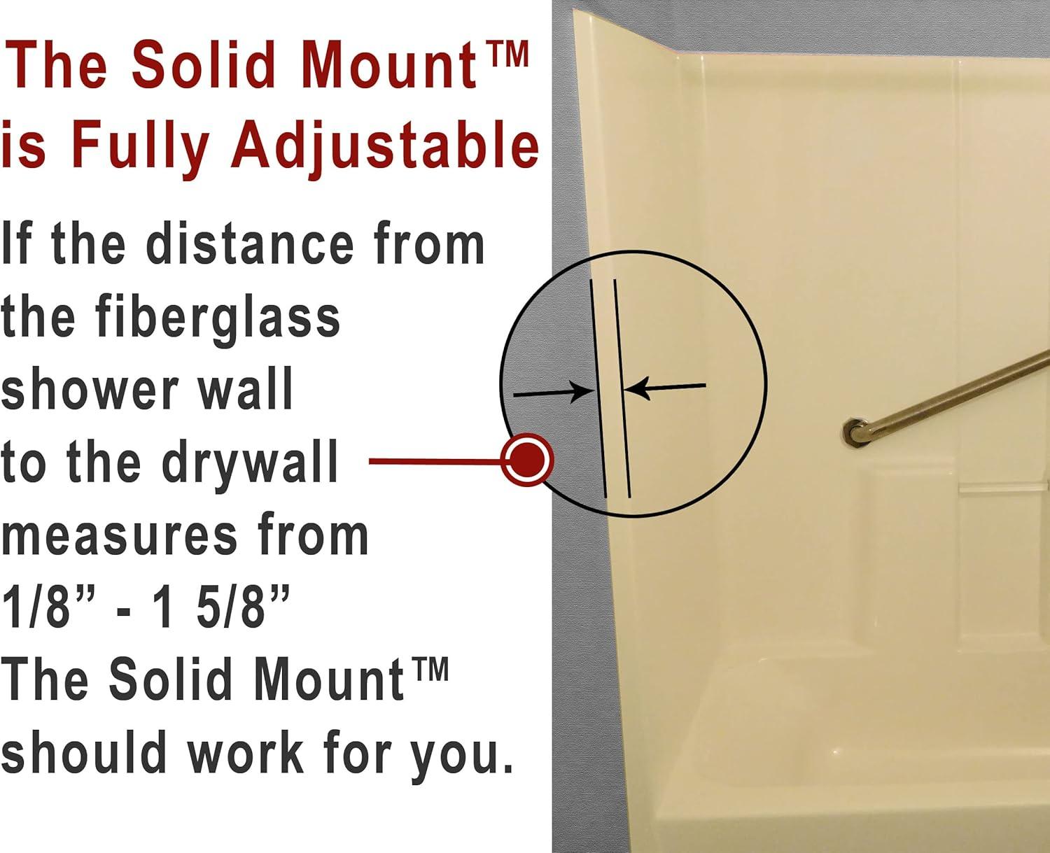 Solid Mount Grab Bar Kit - Patented Mounting Kit for Fiberglass Wall in Bathtubs & Showers/ANSI & ADA Standards/1 Kit Mounts 1 Grab Bar