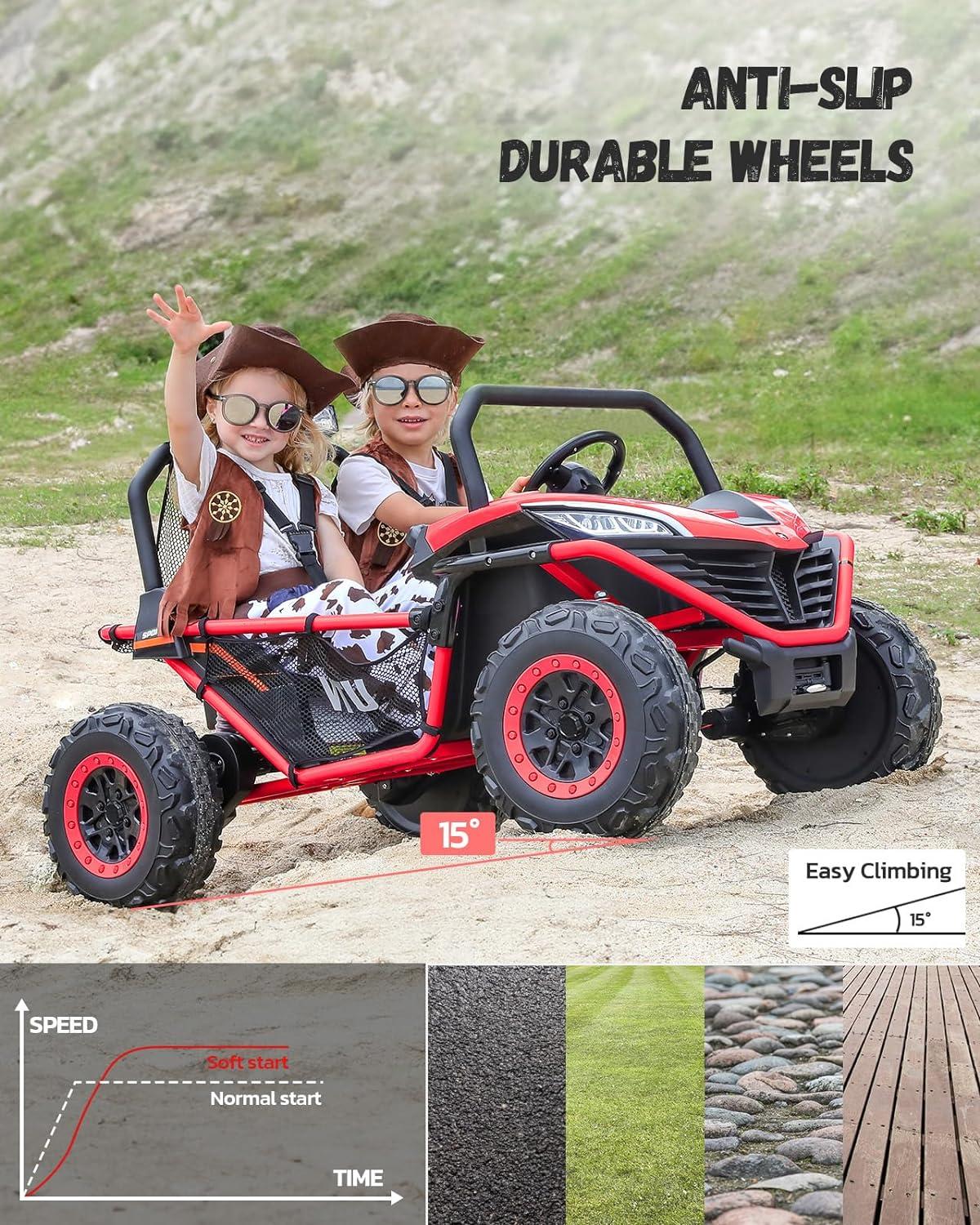 Fire Red 24V 2-Seater Ride-On Car with Remote Control