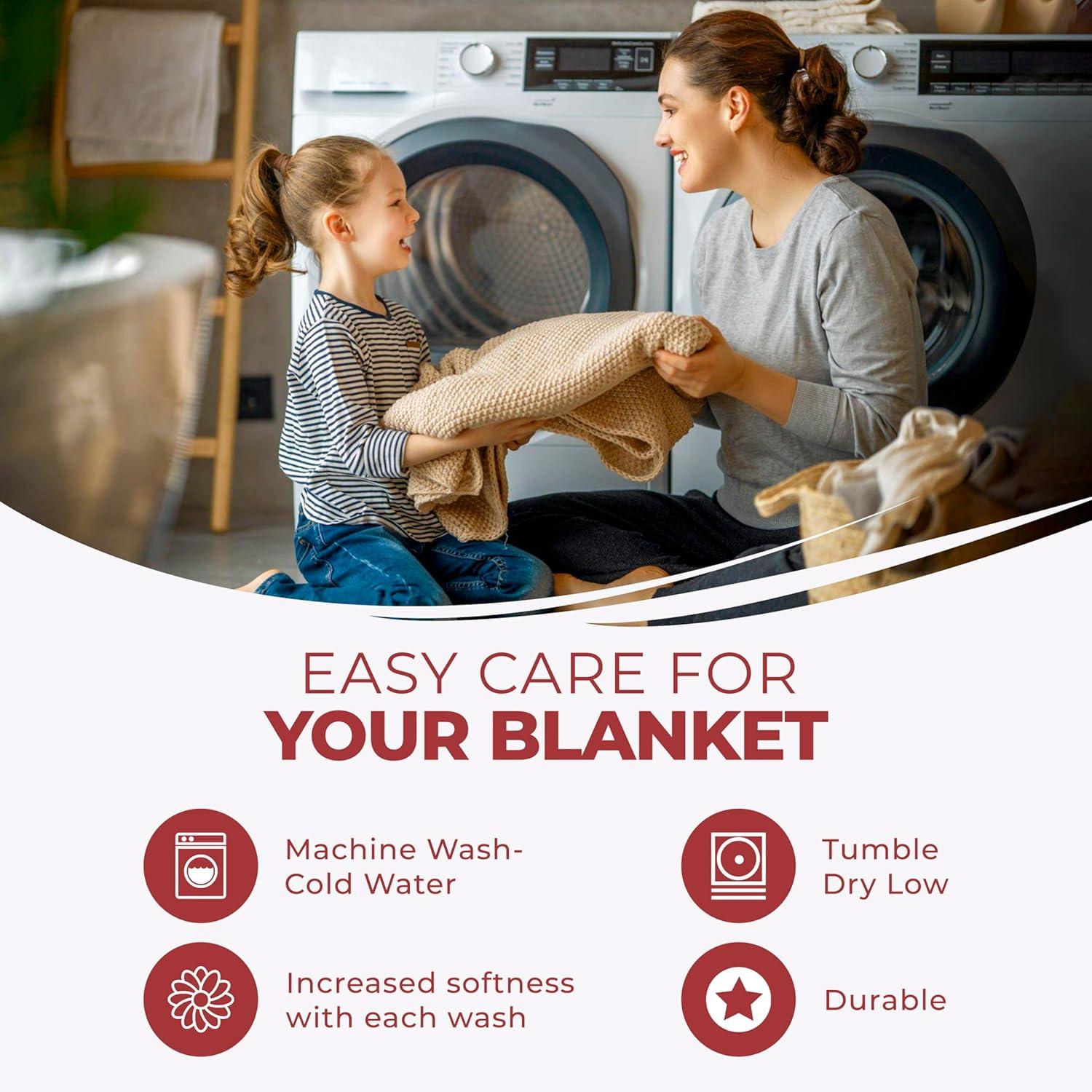 Superior Dobbyweave Knit Cotton Blanket, All Season Breathable Bed Blanket Twin Size, Burgundy
