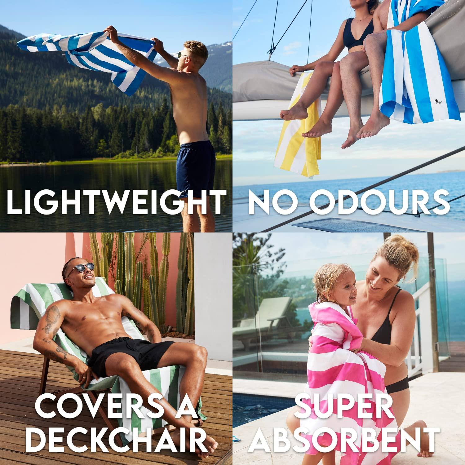 Dock & Bay Beach Towel - Quick Dry, Sand Free - Compact, Lightweight - 100% Recycled - Includes Bag