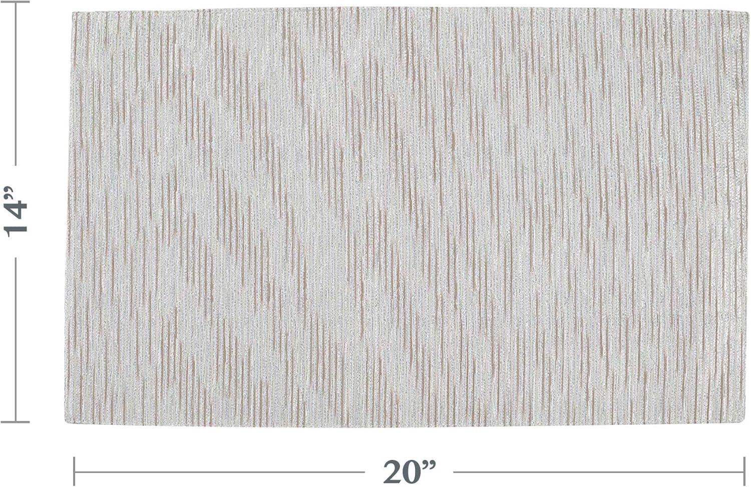 Silver Metallic Woven 14" x 20" Fabric Placemats, Set of 4