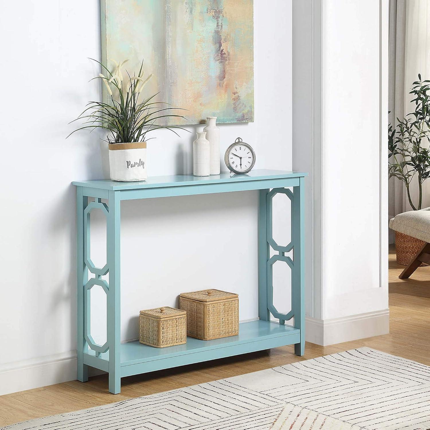 Convenience Concepts Omega Console Table with Shelf, Sea Foam