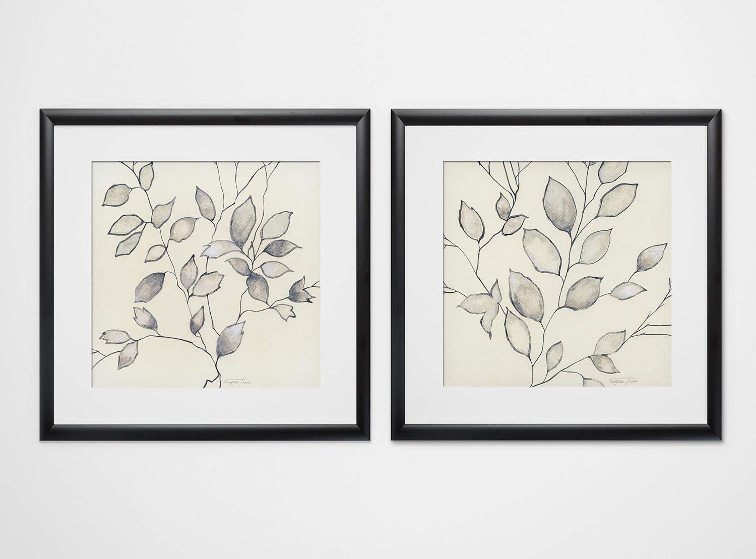 Whispering Leaves Black and White 2-Piece Framed Art Print Set