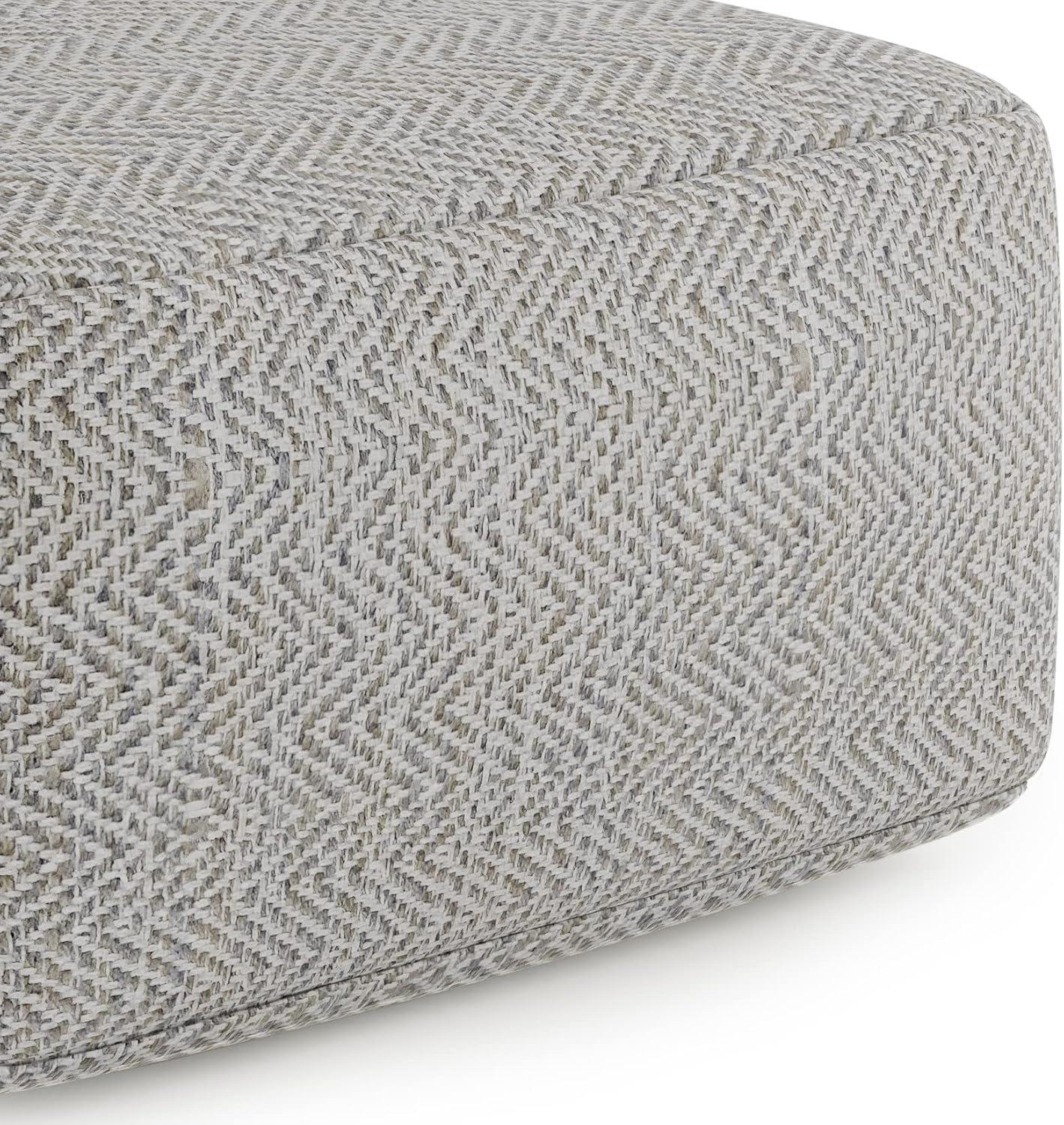 Gray Melange Cotton Blend Square Pouf