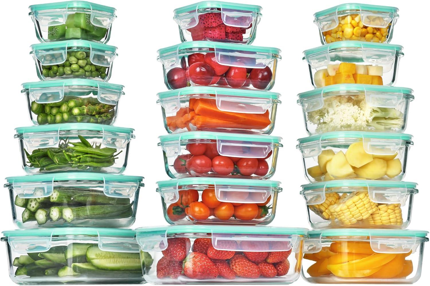 Madeline 18-Pack Clear Glass Food Storage Containers with Lids