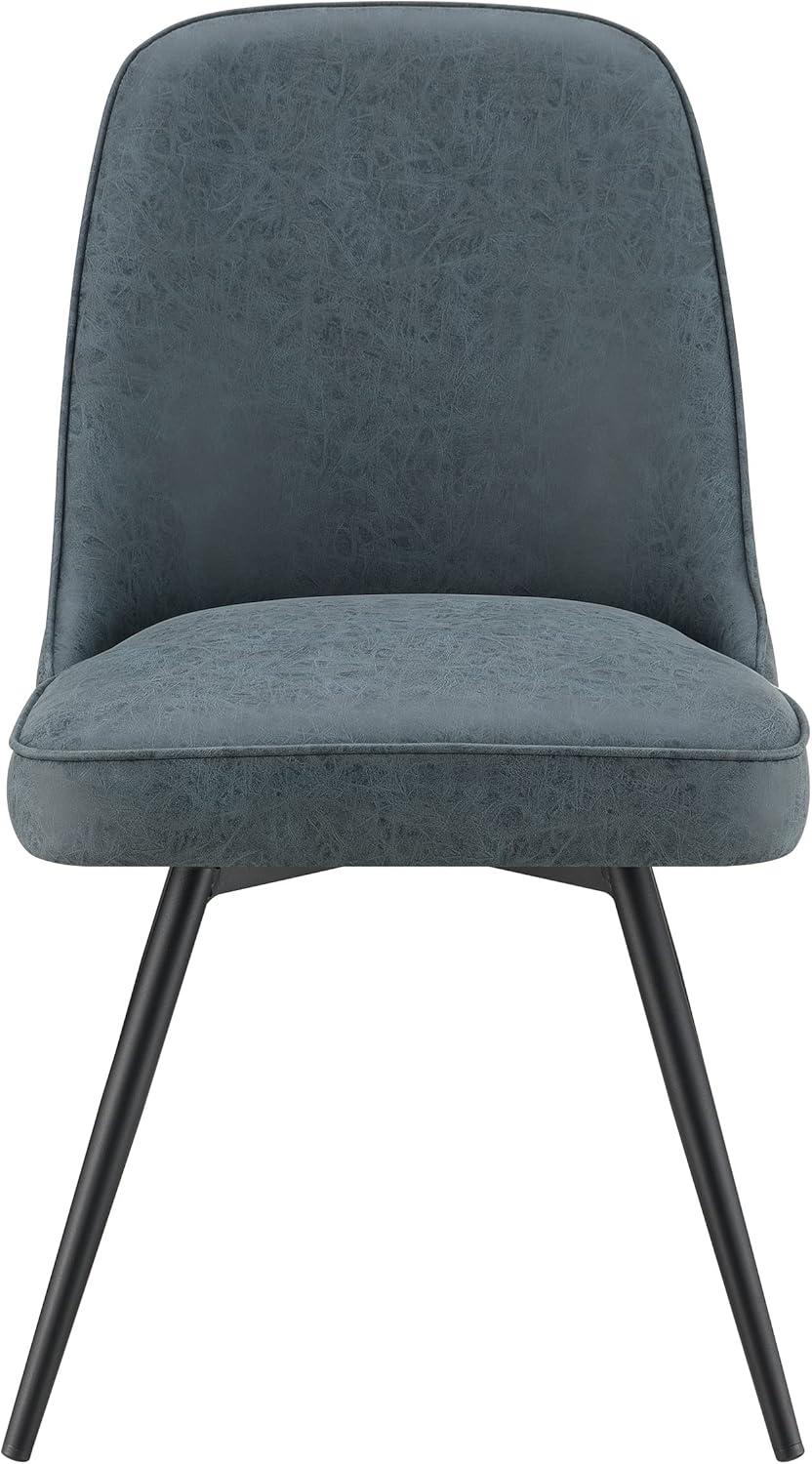 Penton Swivel Chair 2-Pack in Navy Faux Leather with Black Legs