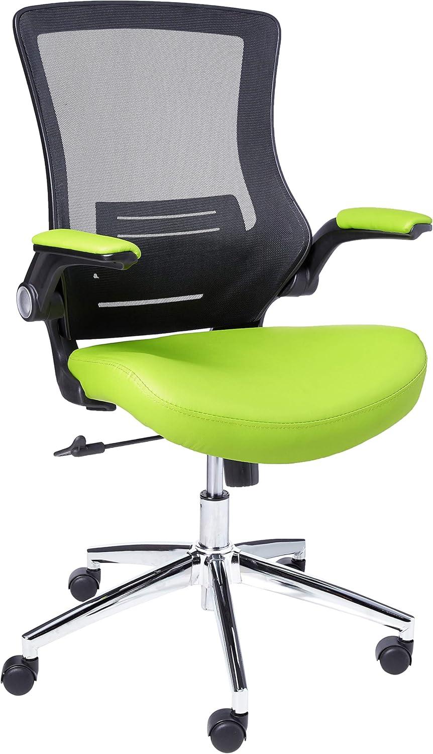 Green Faux Leather Executive Swivel Office Chair with Adjustable Arms