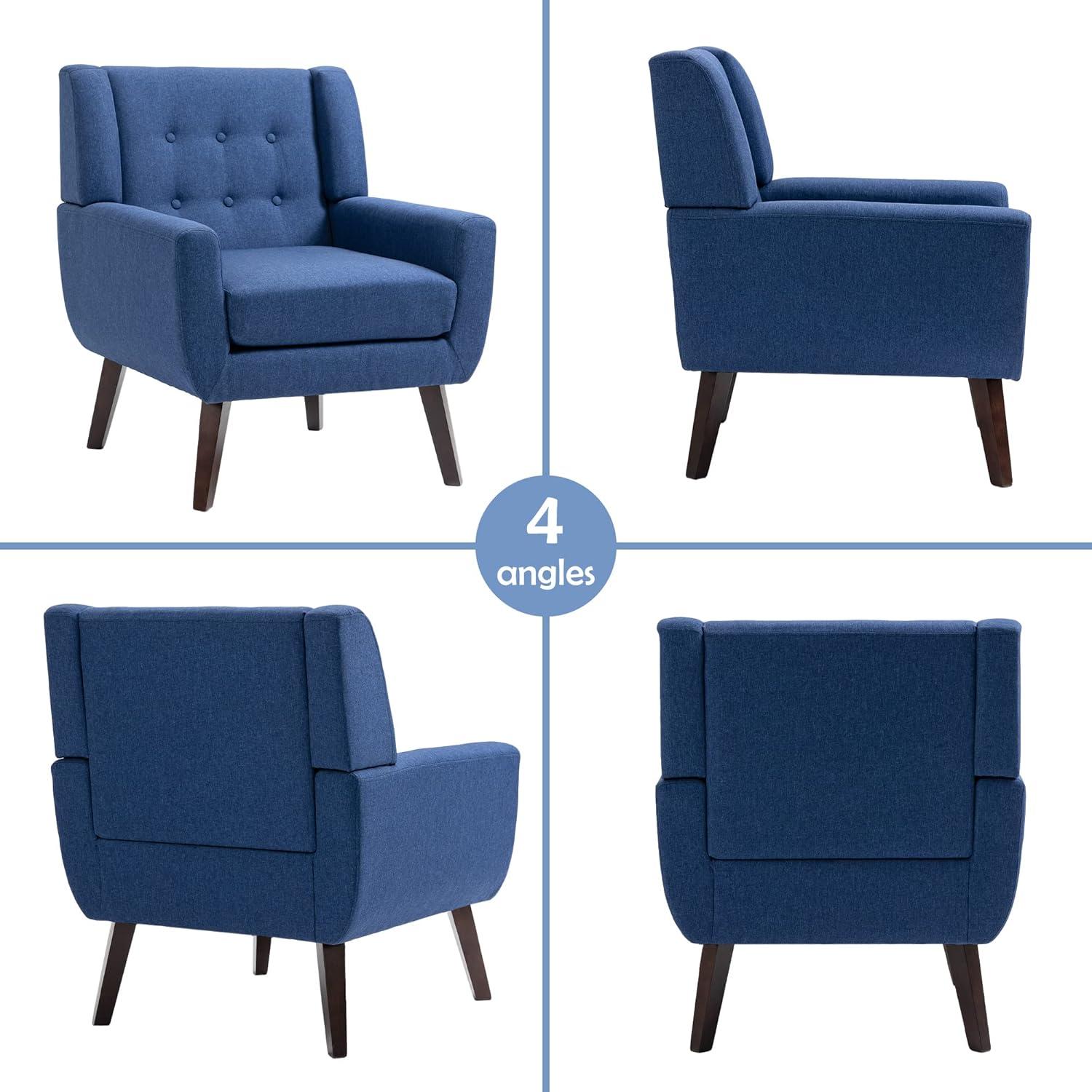 UIXE Beige Accent Chair Set of 2, Linen Fabric Armchair for Living Room, Modern Arm Chairs