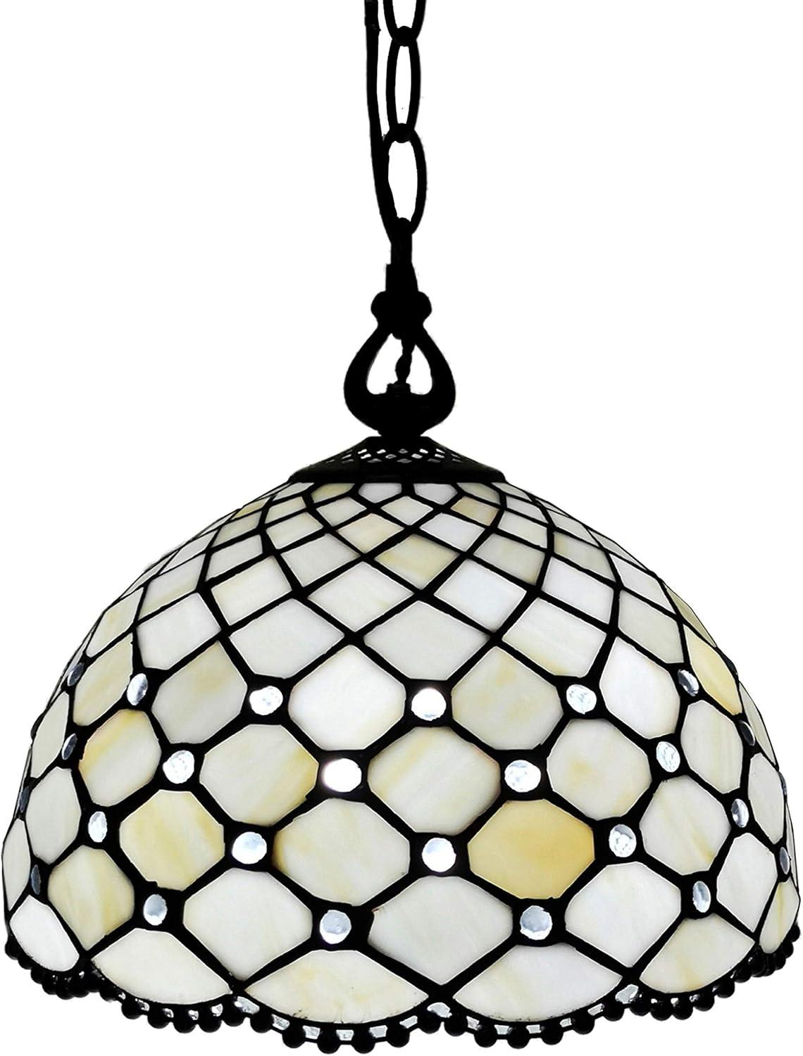 Tiffany-Style 12" Handcrafted Jeweled Pendant Lamp