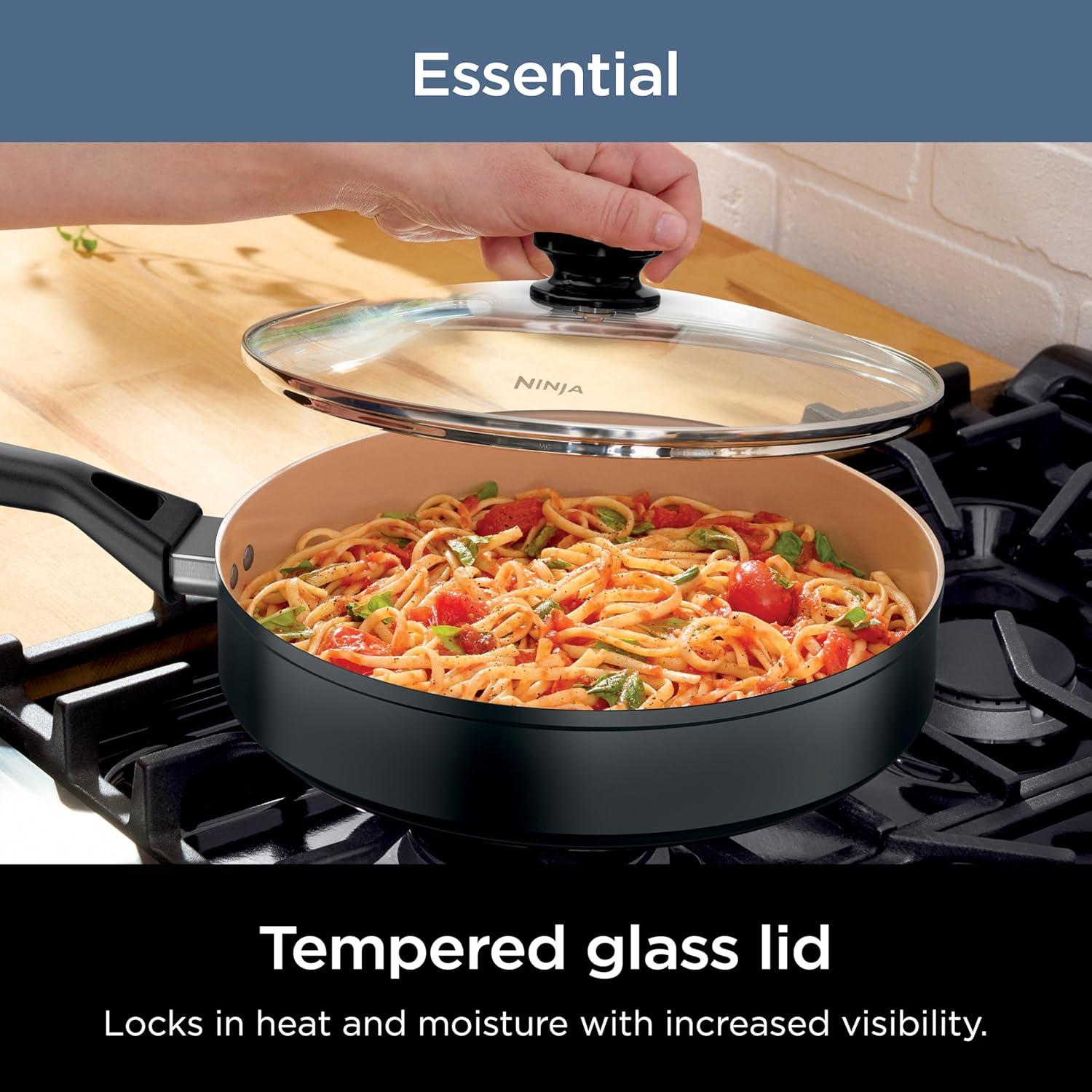 Ninja 10pc Ceramic Pots and Pans Non-Stick Cookware Set, Oven Safe to 350°F, Induction Compatible