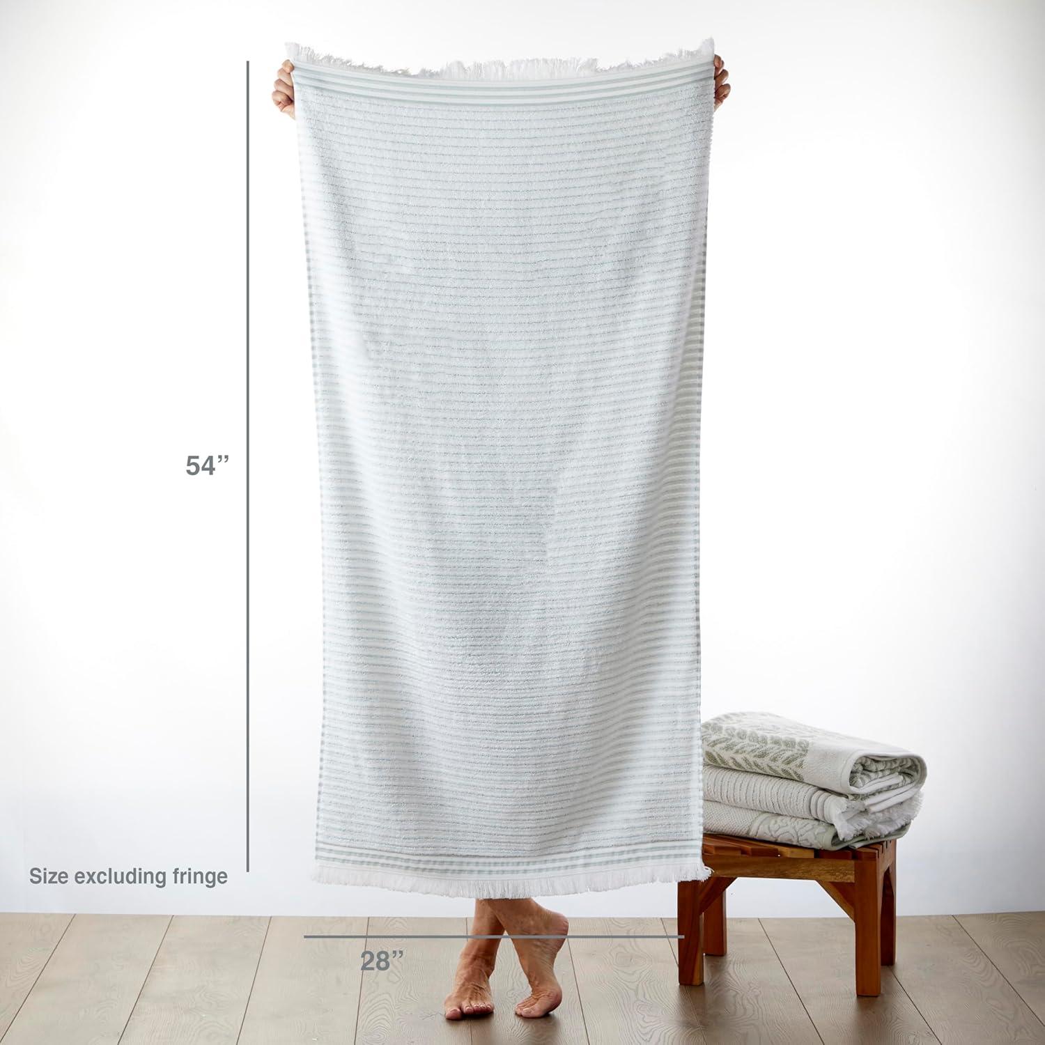 SKL Home Subtle Stripe Sage Bath Towel