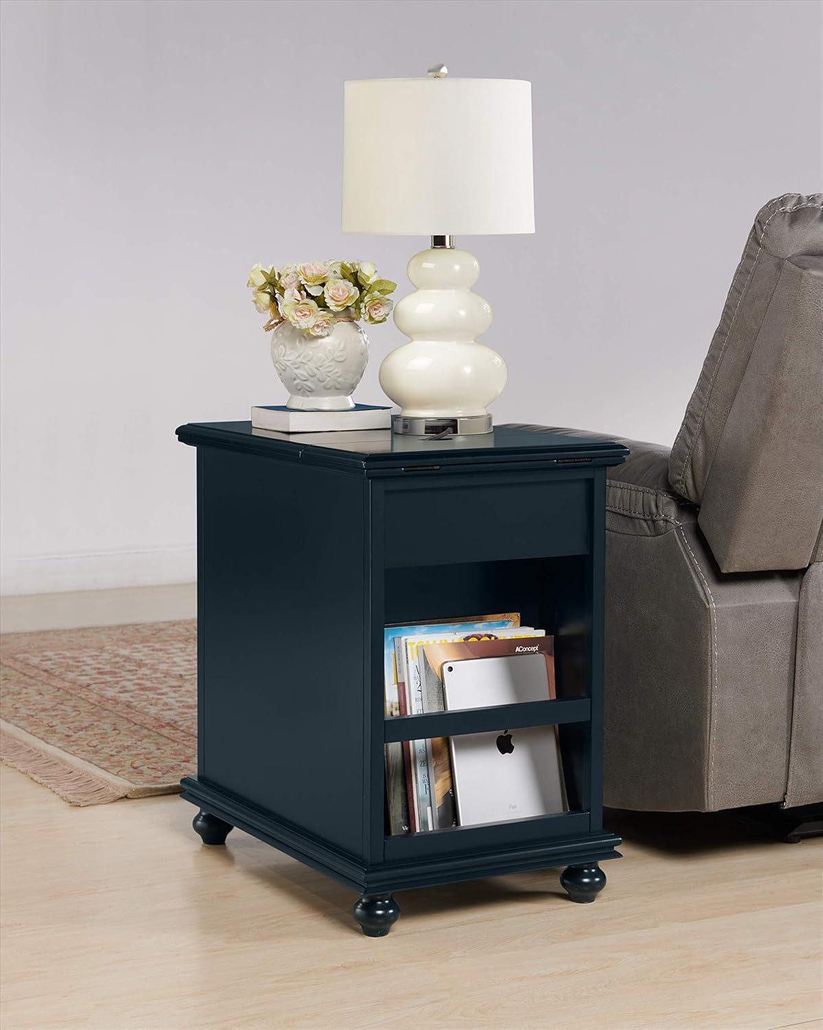 Martin Svensson Home Elegant Chairside Table with Power Catalina Blue