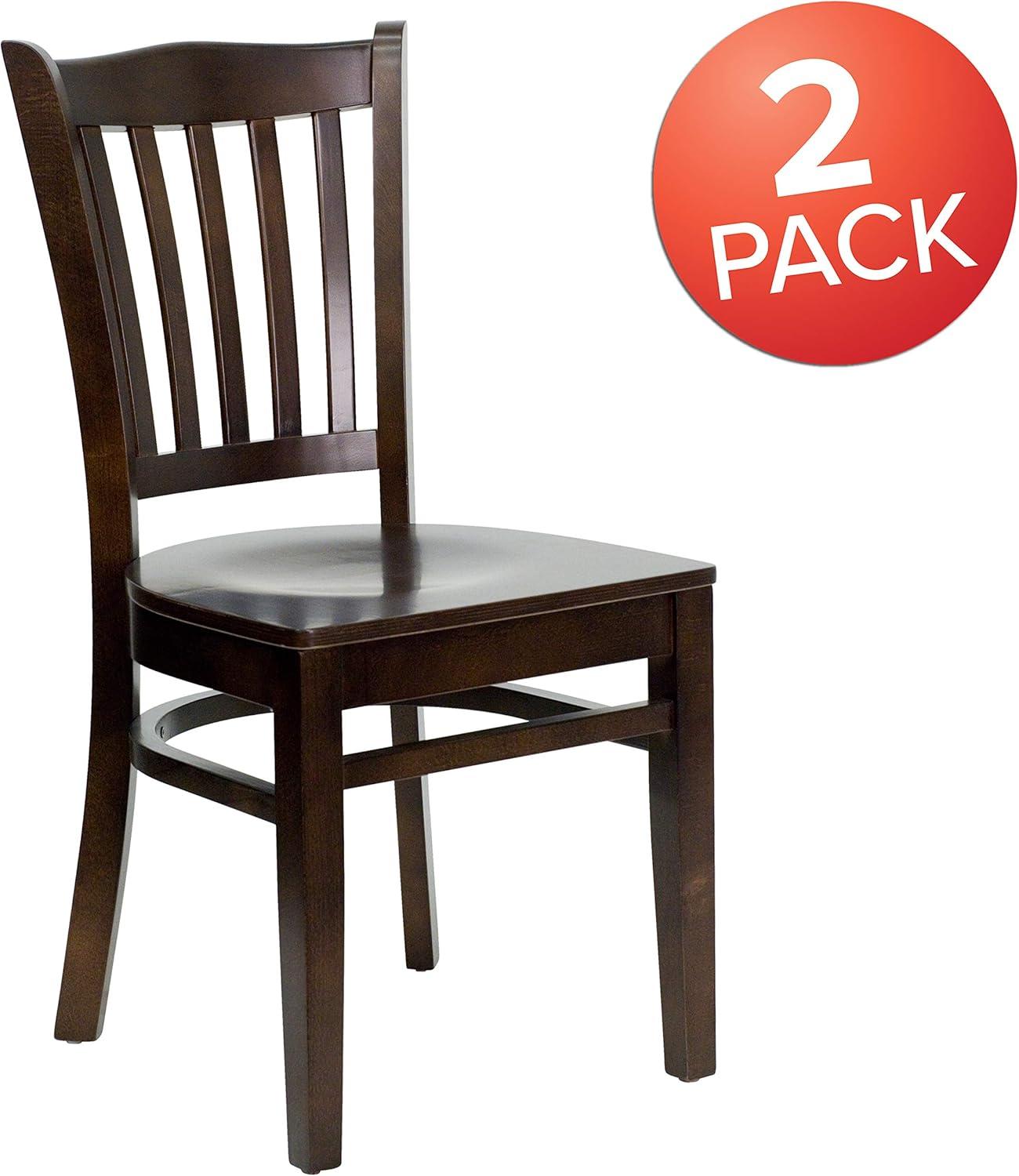 Emma and Oliver 2 Pack Vertical Slat Back Wooden Restaurant Chair