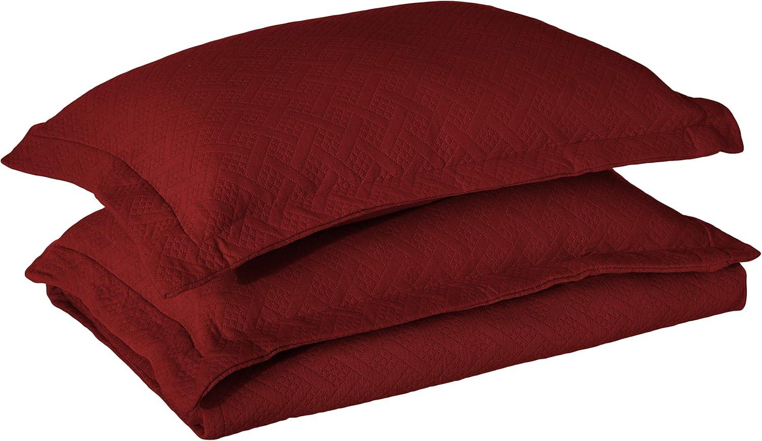 Garnet Queen Cotton Basket Weave Duvet Set with Shams