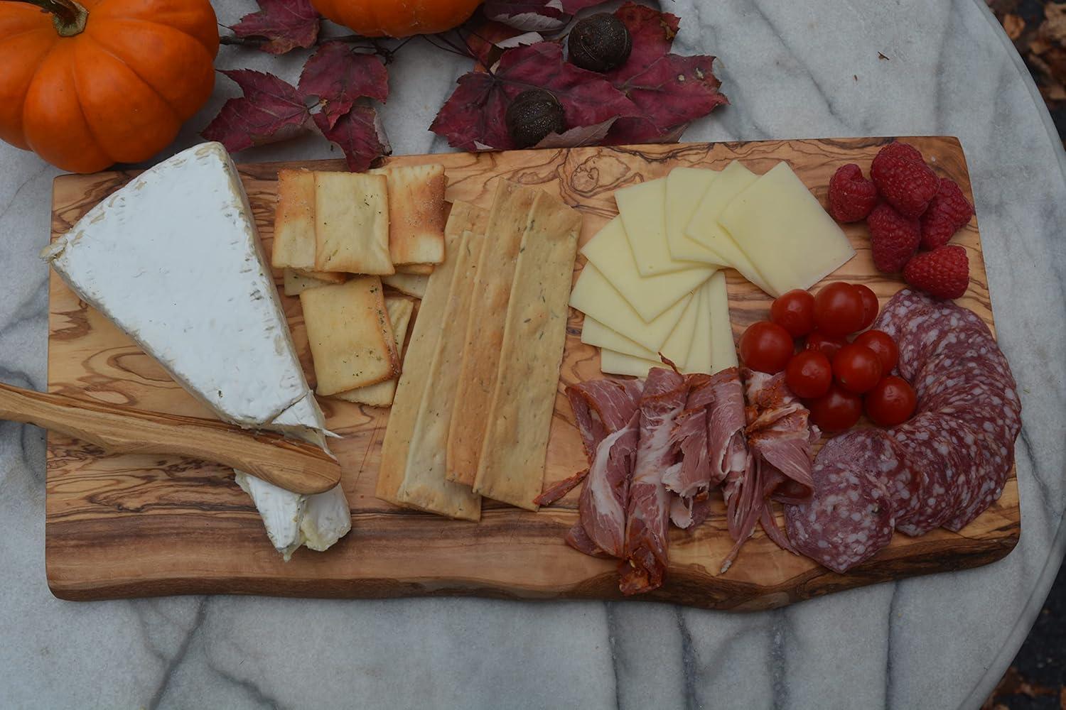 The Live Edge - Olive Wood Cutting Board for Kitchen | Wood Slab for Meat Cheese & Bread Cutting