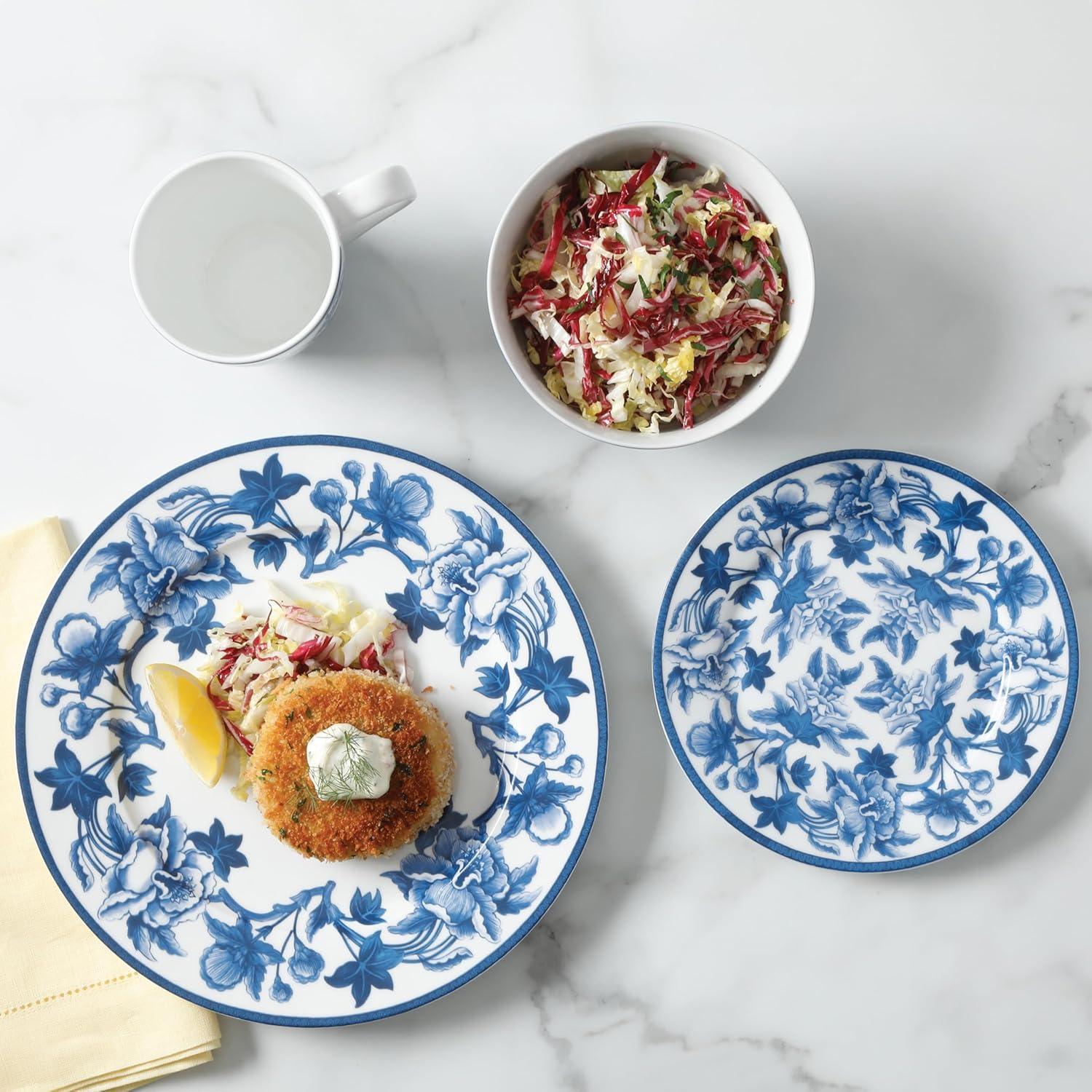 Vintage Blue Floral Porcelain 16-Piece Dinnerware Set