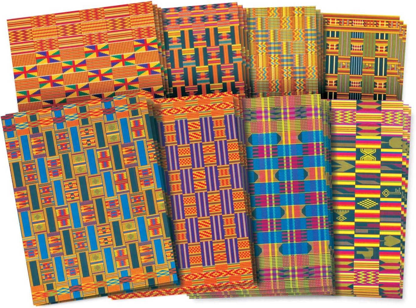 Assorted African Textile Patterned Paper Pack, 8.5 x 11 Inches