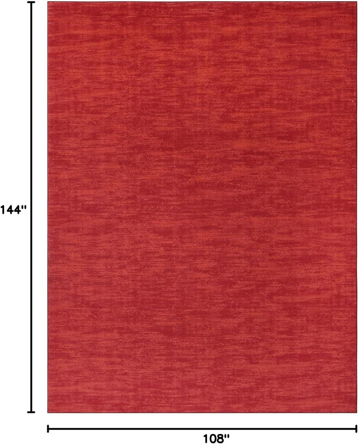 WhizMax 9' x 12' Large Machine Washable Area Rug Modern Solid Rug Non-Slip Low-Pile Contemporary Indoor Area Rug for Home Office Bedroom, Red