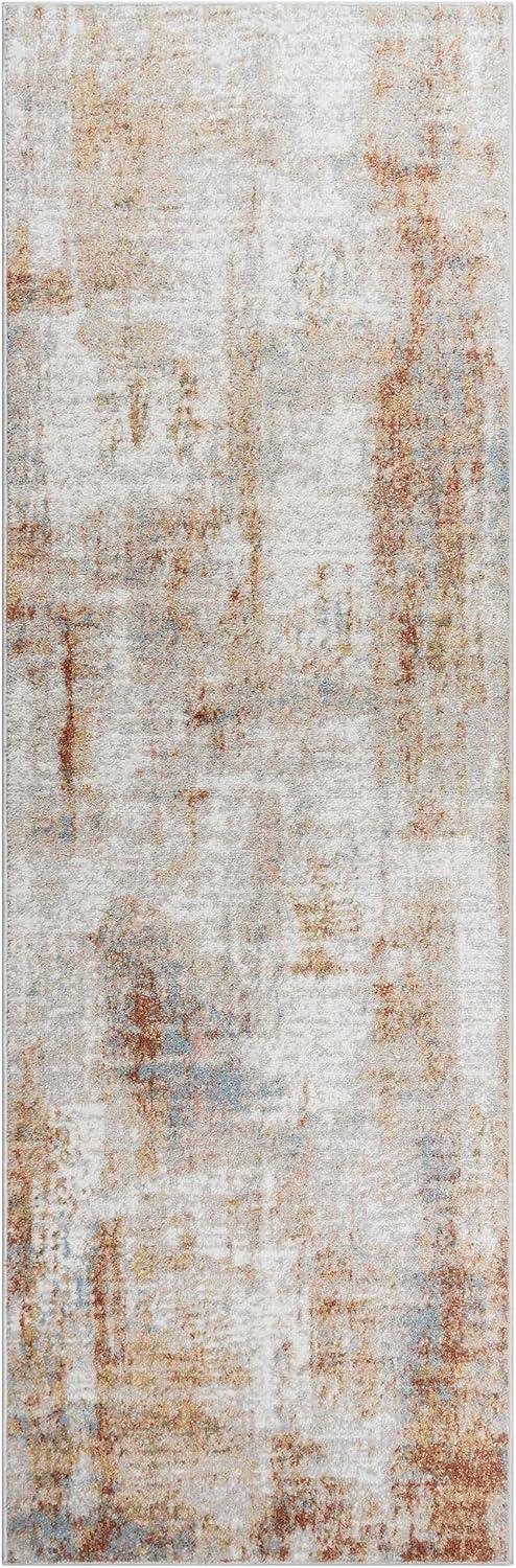 Gertmenian Alor Cheema Modern Abstract Orange/Gray/Ivory Polypropylene Indoor Area Rug, 2x6 Runner