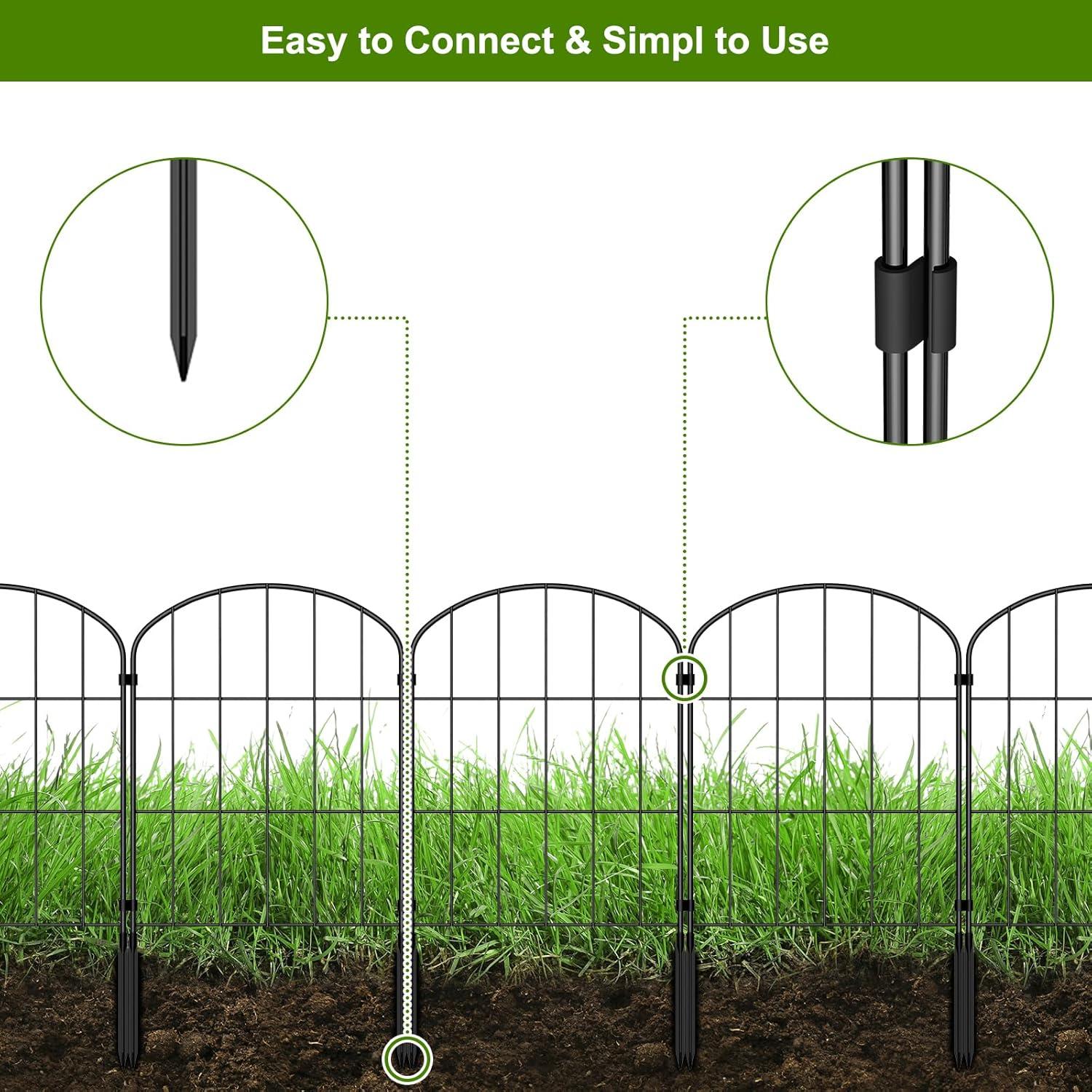 Decorative Garden Fence 25 Panels Animal Barrier Fence 27ft (L) x 22in (H) Rustproof Metal Wire Section Edging with Plastic Stakes Dog Fence Outdoor for Yard Yard Landscape Patio