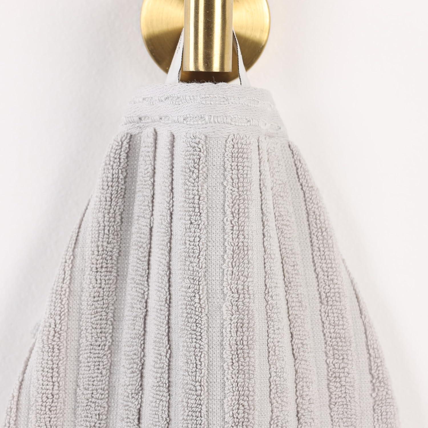 Superior Soho Ribbed Cotton Absorbent Bath Towel Set of 4, Silver