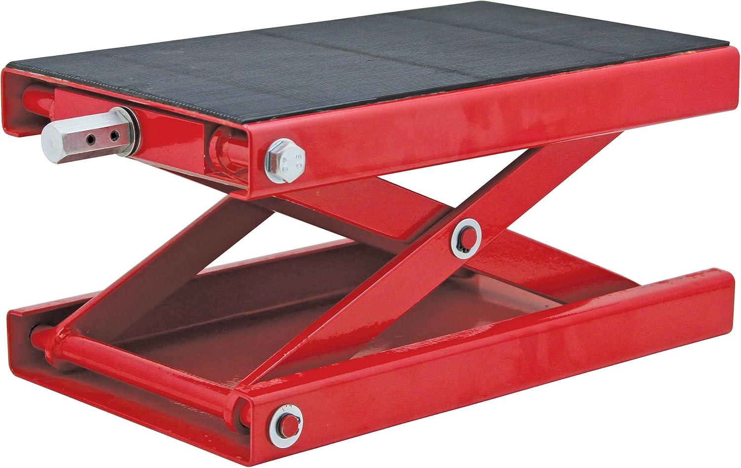 Extreme Max 5001.5044 1100 lb. Motorcycle Scissor Jack for Repair and Maintenance - Wide Non-Slip Padded Deck (9" x 15-1/8")