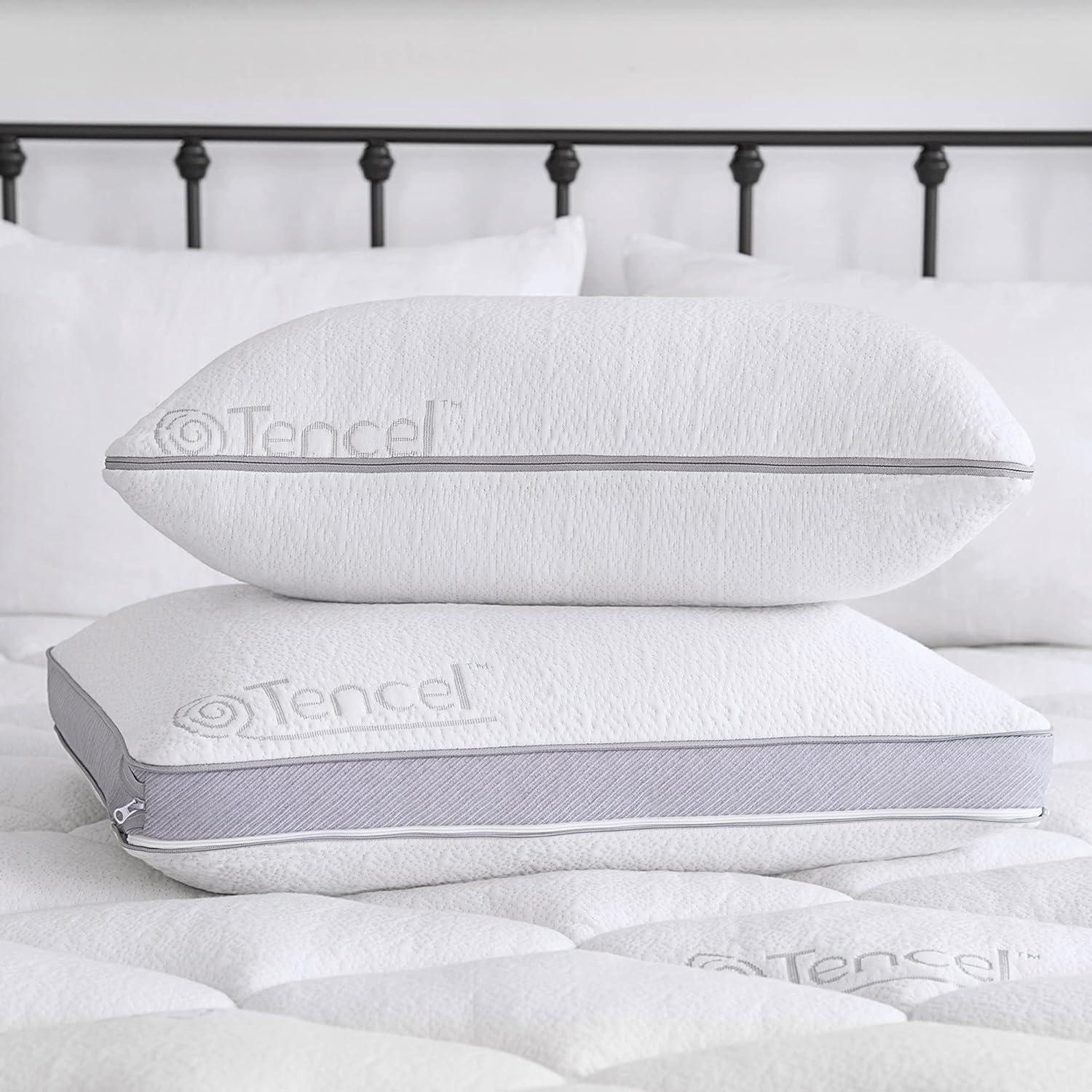 Standard White Gel Memory Foam Pillow with Tencel Cover