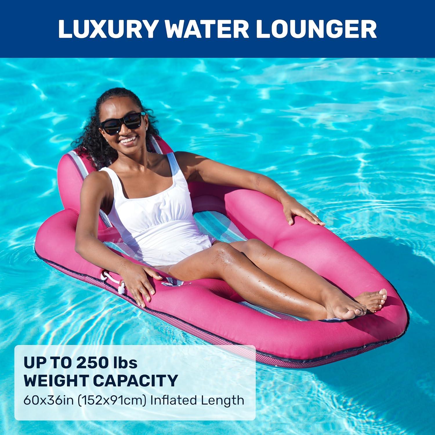 Aqua Luxury Pool Recliner and Pool Lounge, Burgundy