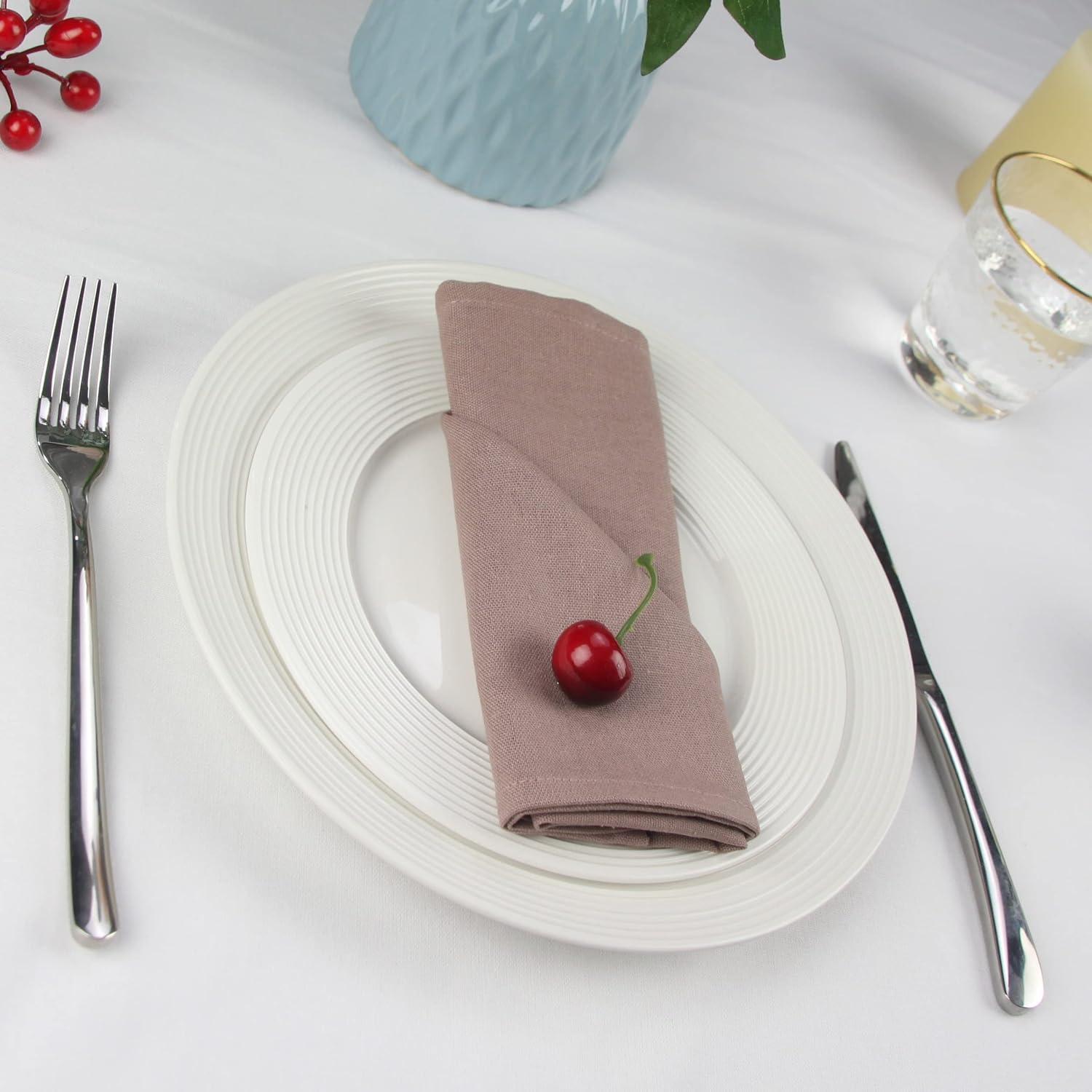 Solid Color Linen Cotton Thin Dinner Cloth Napkins Set of 12 (40 x 40 cm) for Events & Home Use