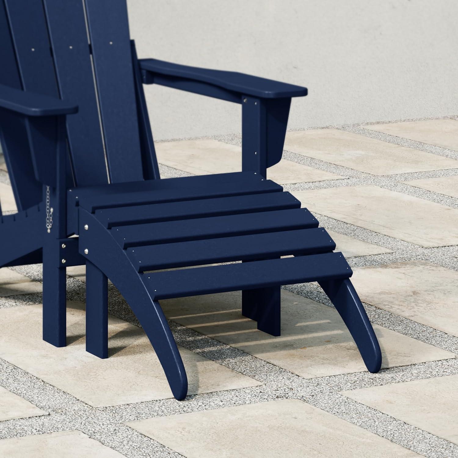 WestinTrends All-Weather Outdoor Patio Poly Adirondack Ottoman Footrest, Navy Blue
