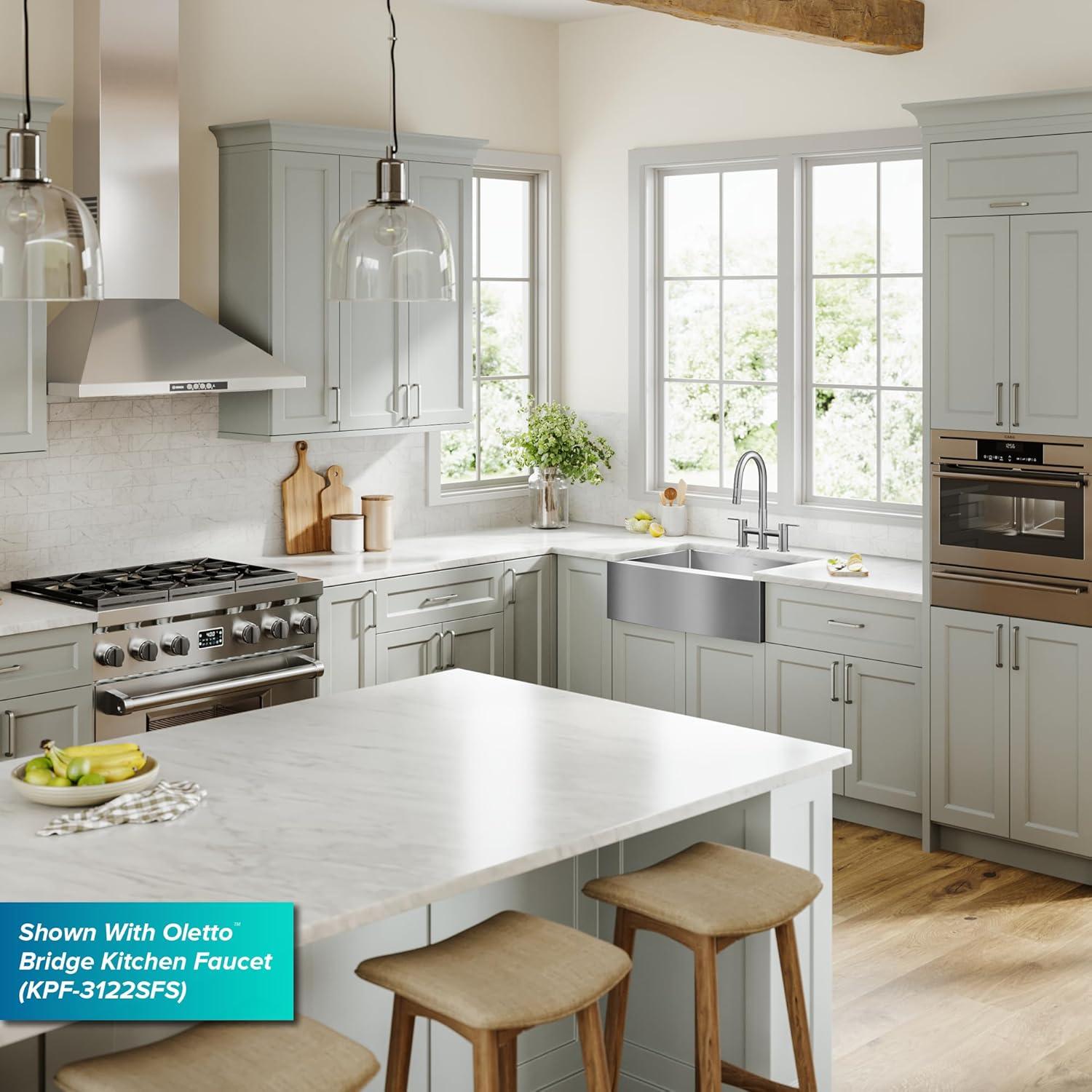 KRAUS Standart Pro Apron Front Farmhouse 16 Gauge Single Bowl Stainless Steel Kitchen Sink