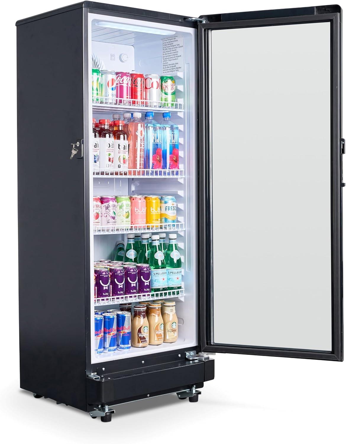 Premium Levella 202 L Hollow Tempered Glass Commercial Beverage Cooler, Black