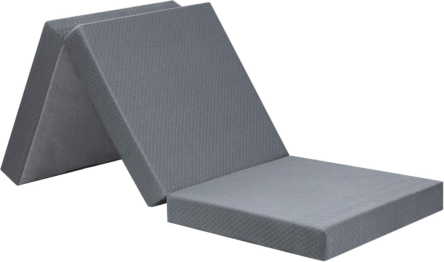 Grey Twin Gel Memory Foam Tri-Folding Mattress Topper