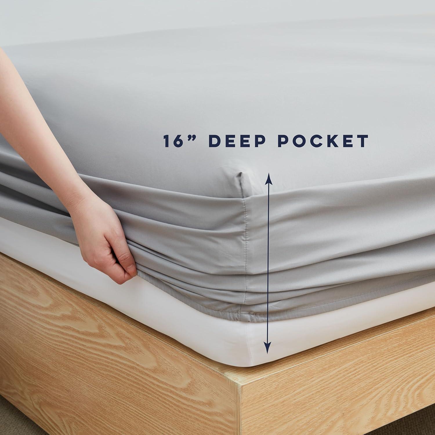 Gray Queen Deep Pocket Microfiber 6-Piece Sheet Set