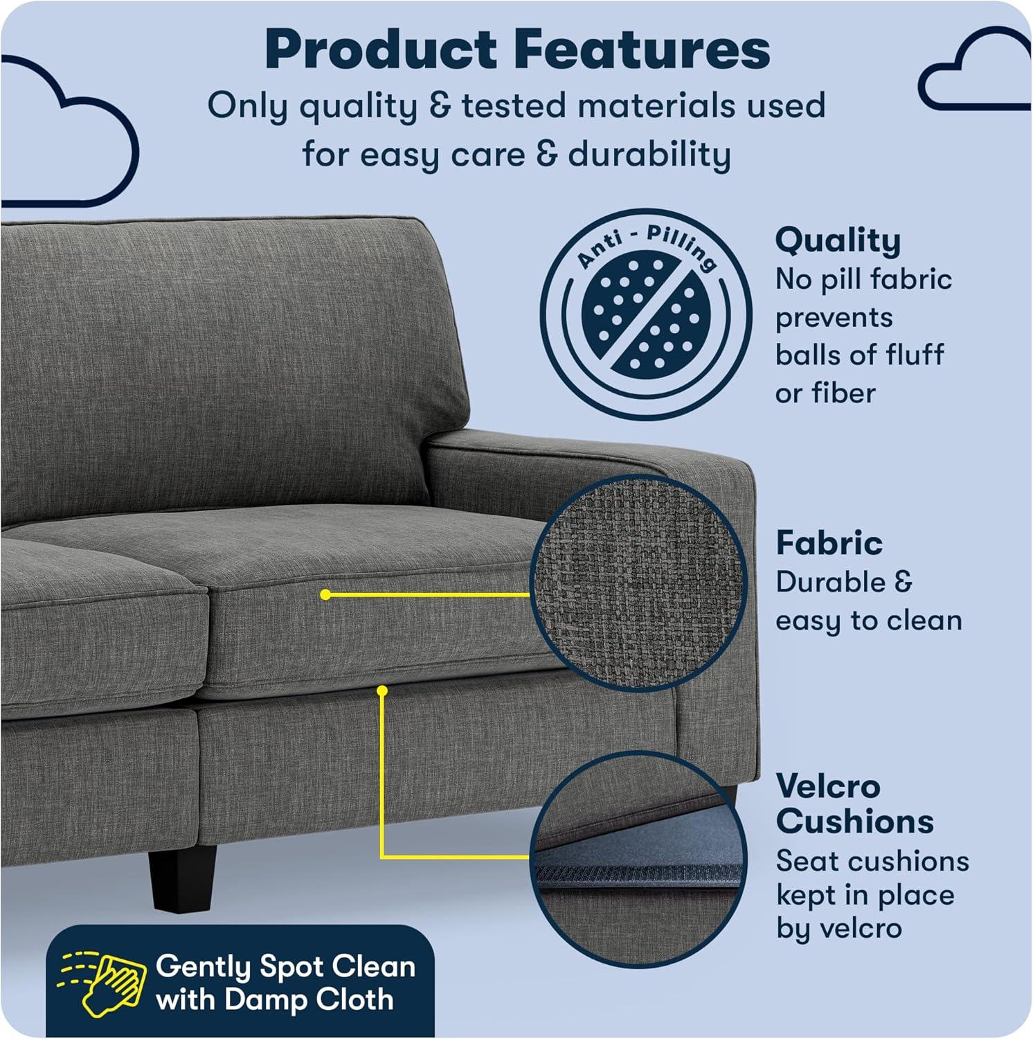 Serta Palisades Upholstered Tool-Free Assembly Straight Arm 78" Sofa for Living Room