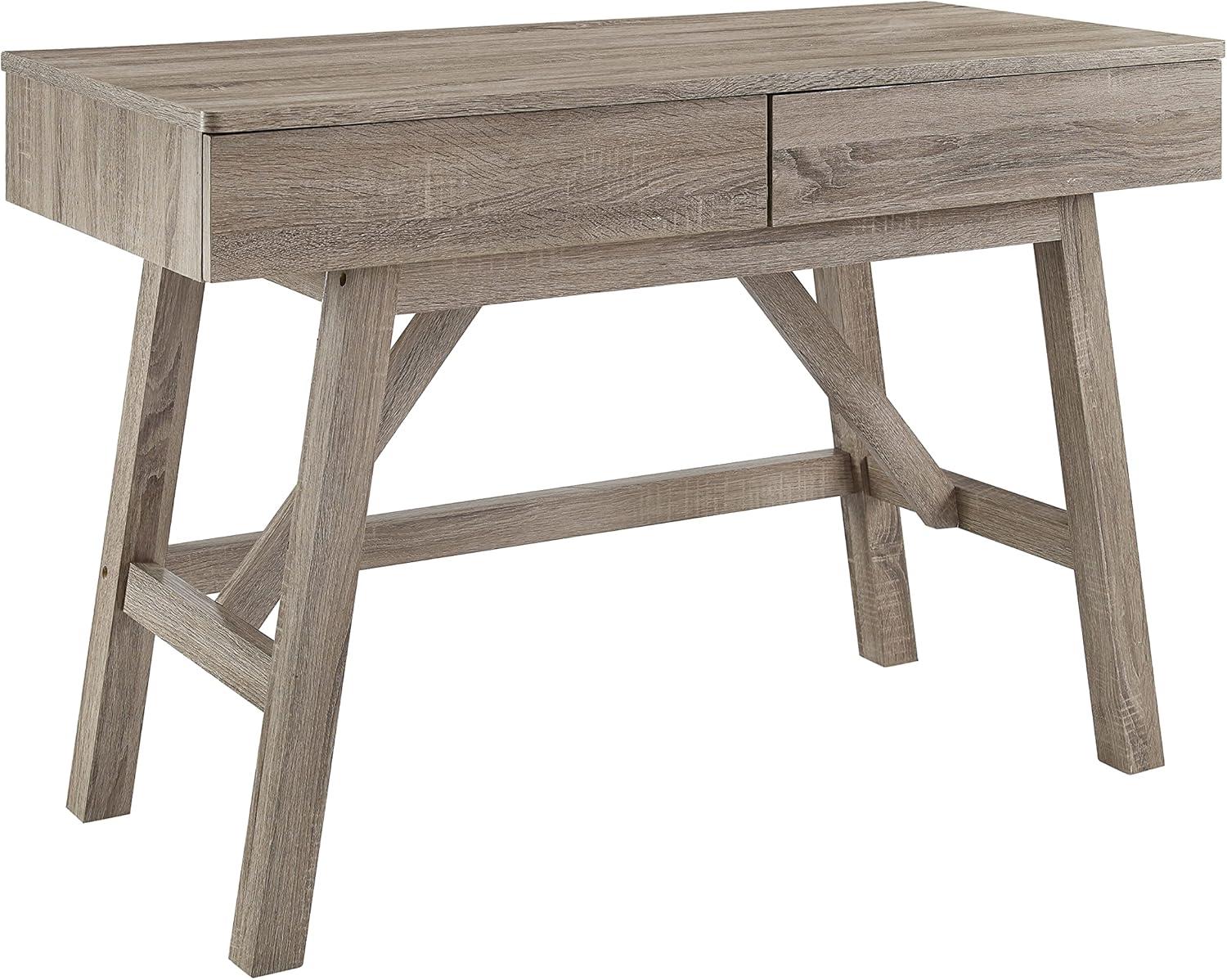 Modern Rustic Gray 52'' Wood Desk with Dual Storage Drawers