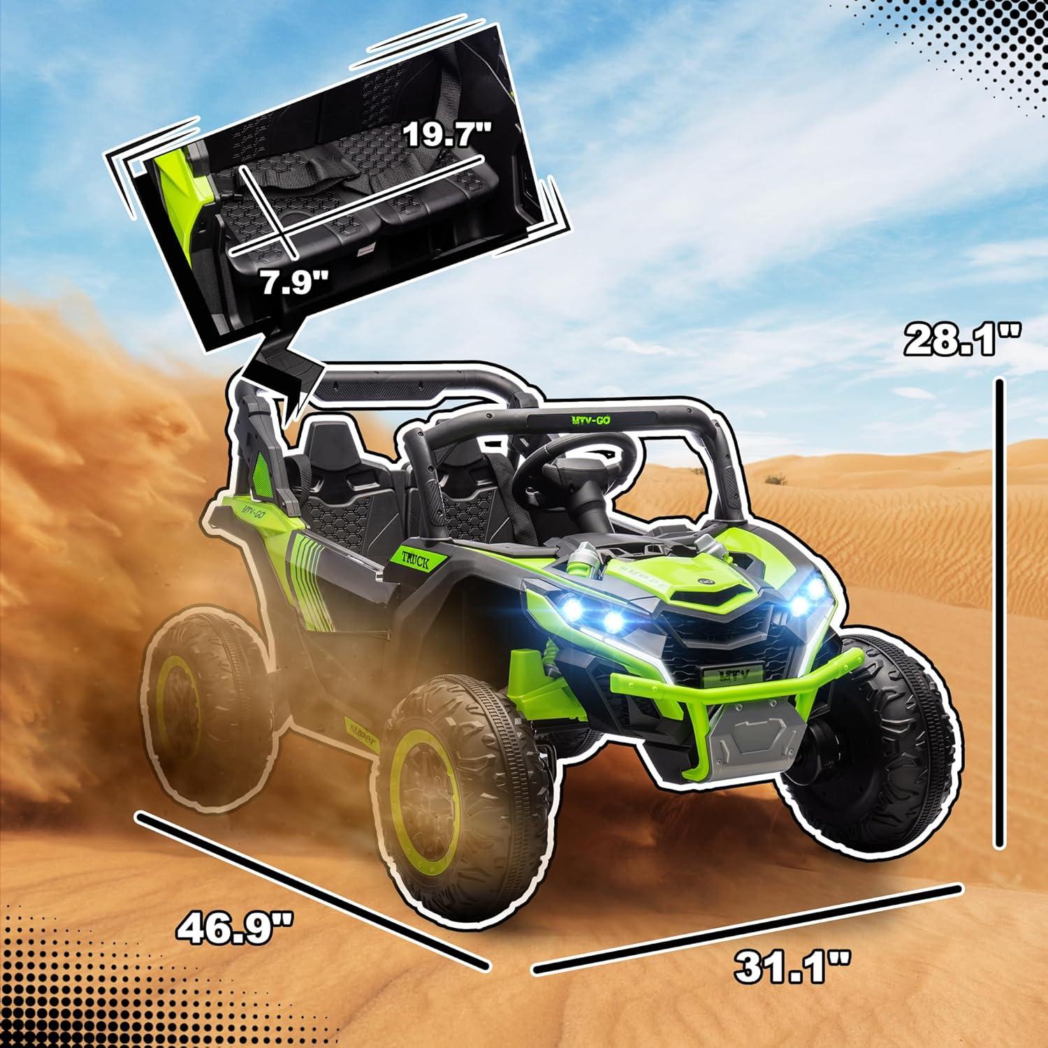 Qaba 24V 7AH Ride on Car, 2 Seater 4MPH Ride on UTV Battery Powered Toy Car