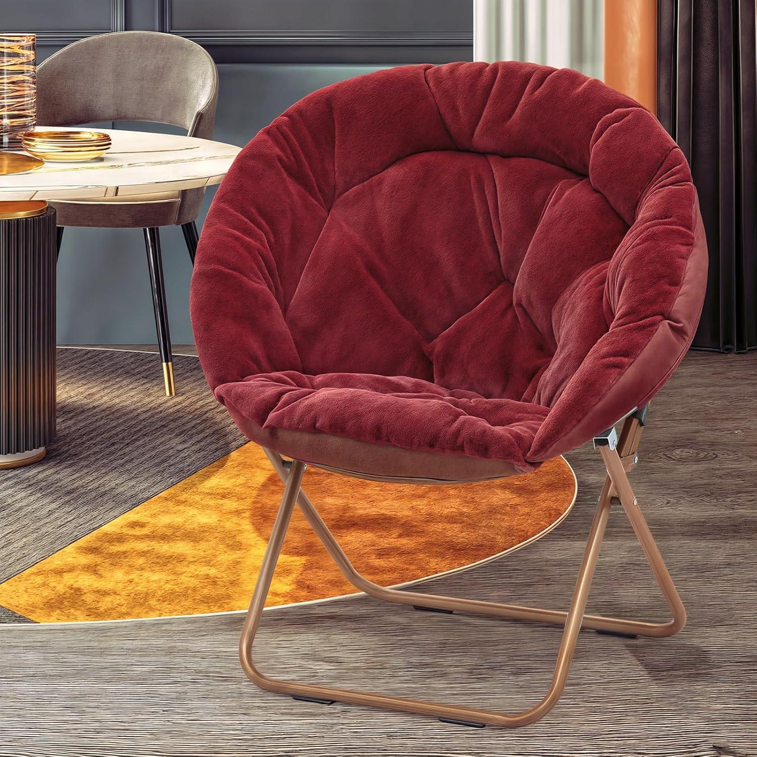 Mercer41 Amey Foldable Round Saucer Chair Portable Dorm Chair Lounge Chair Accent Chair for Bedroom Living Room