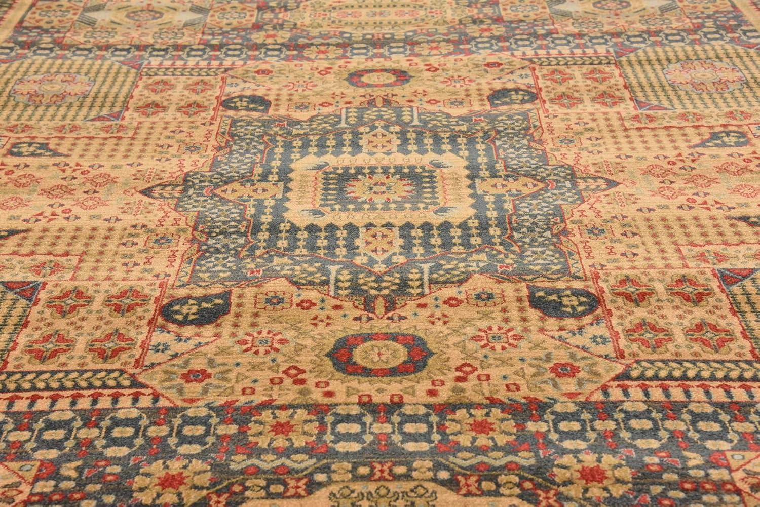 Unique Loom Palace Collection Area Rug (10'Square, Brown/ Light Blue)