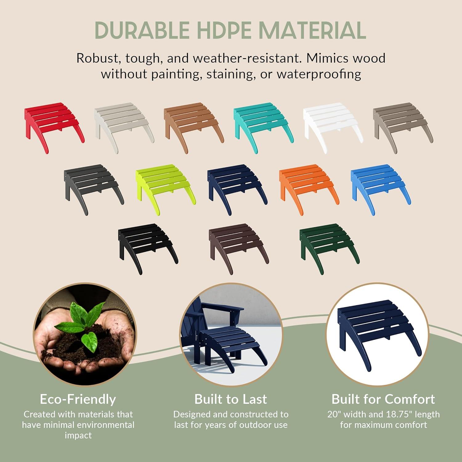 WestinTrends All-Weather Outdoor Patio Poly Adirondack Ottoman Footrest, Navy Blue