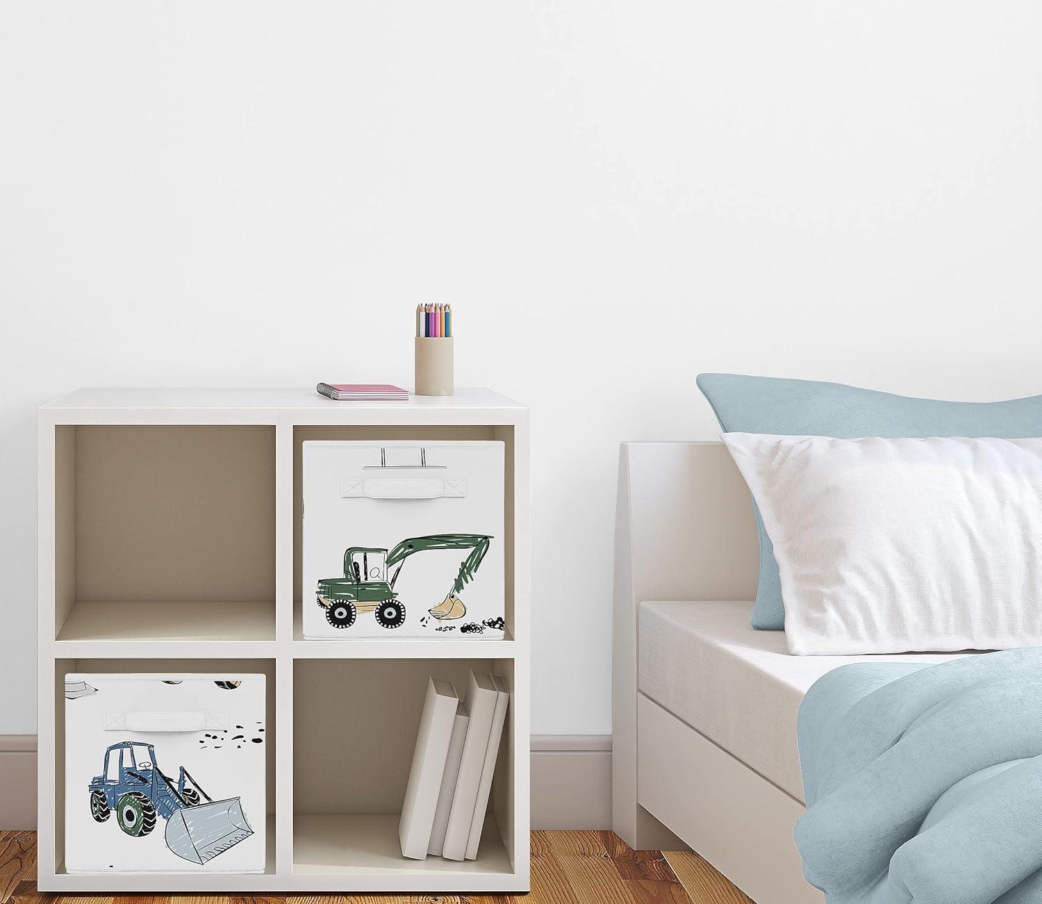 Construction Truck Green And Blue Fabric Storage Bin By Sweet Jojo Designs