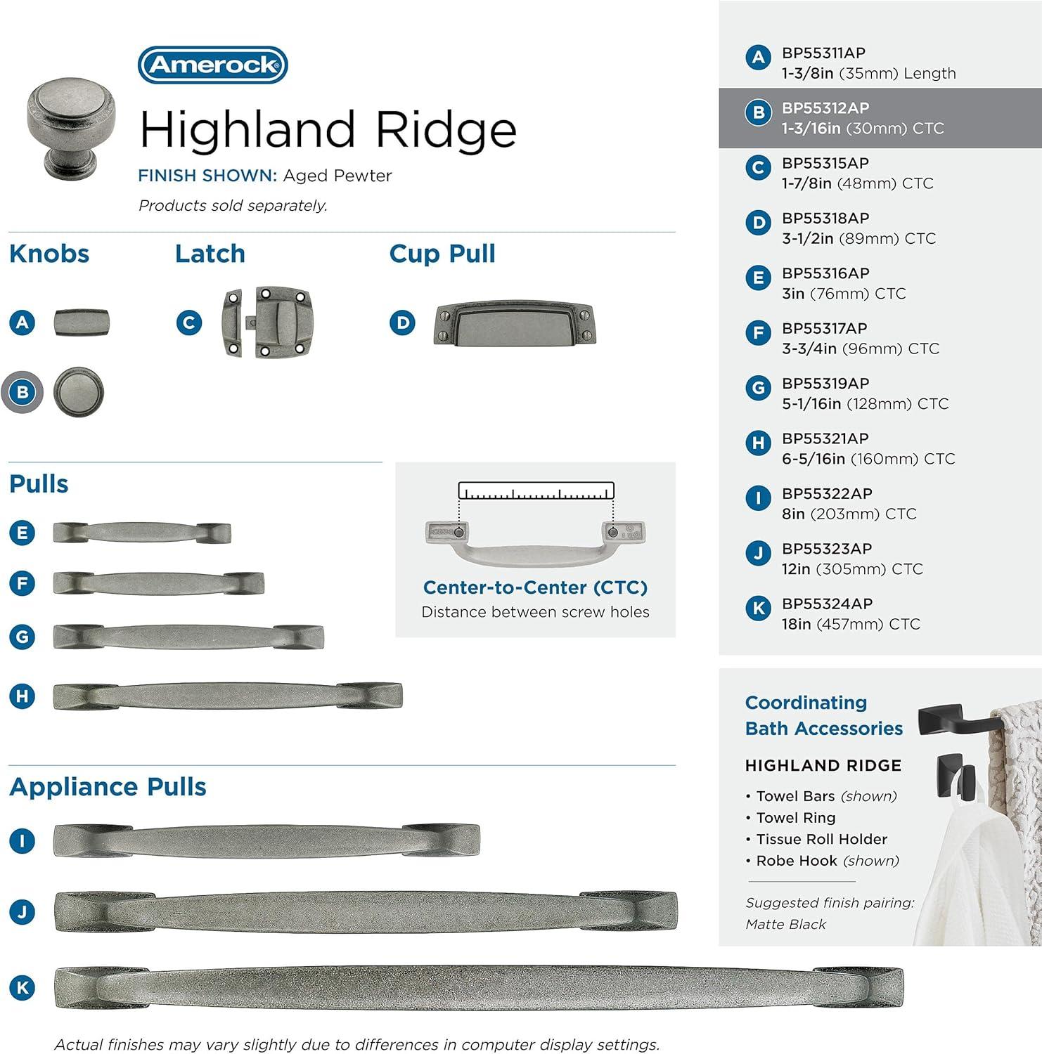 Highland Ridge 1 3/16" Diameter Mushroom Knob