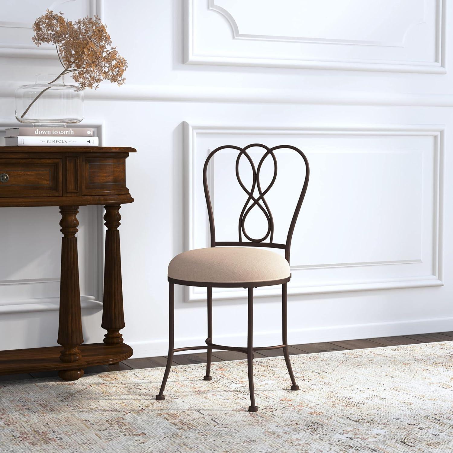 18.5" Christina Metal Vanity Stool Bronze/Cream - Hillsdale Furniture