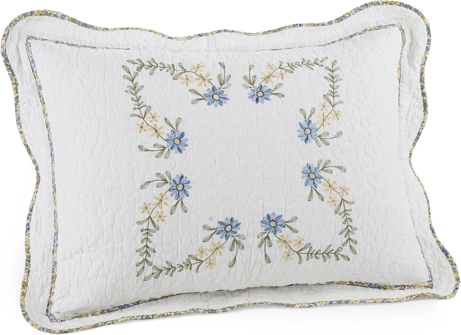 Heather Floral Embroidered Cotton Standard Sham